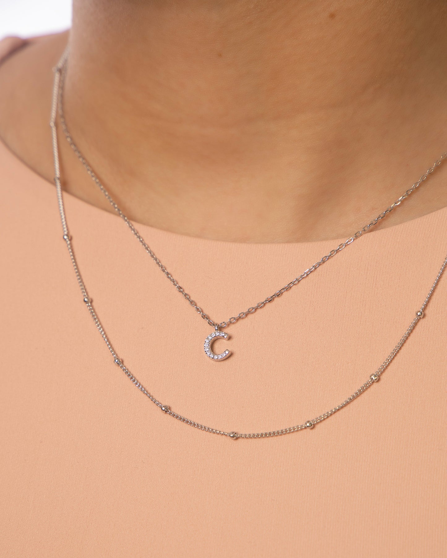 Fine Beaded Chain Necklace Silver