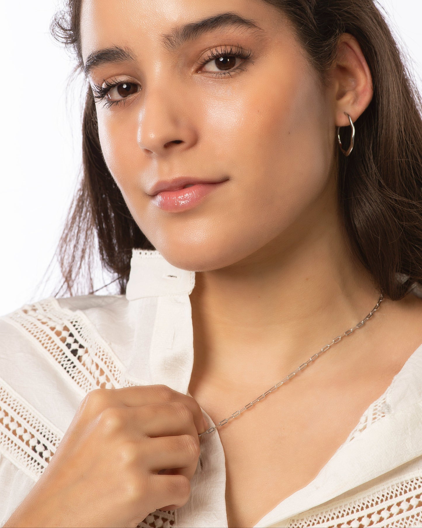Mini Paperclip Chain Necklace Silver