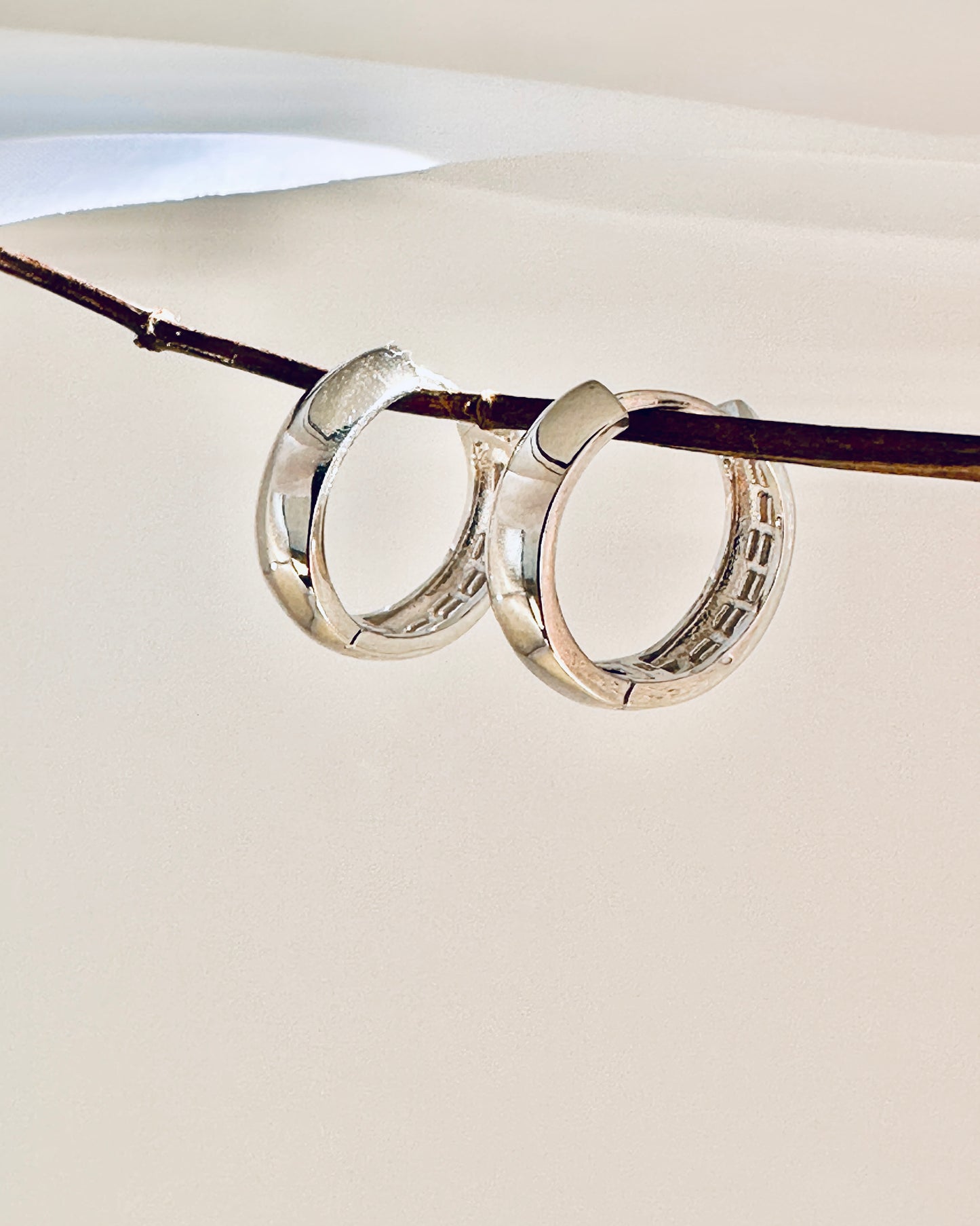 Chunky Plain Hoop Earrings Silver