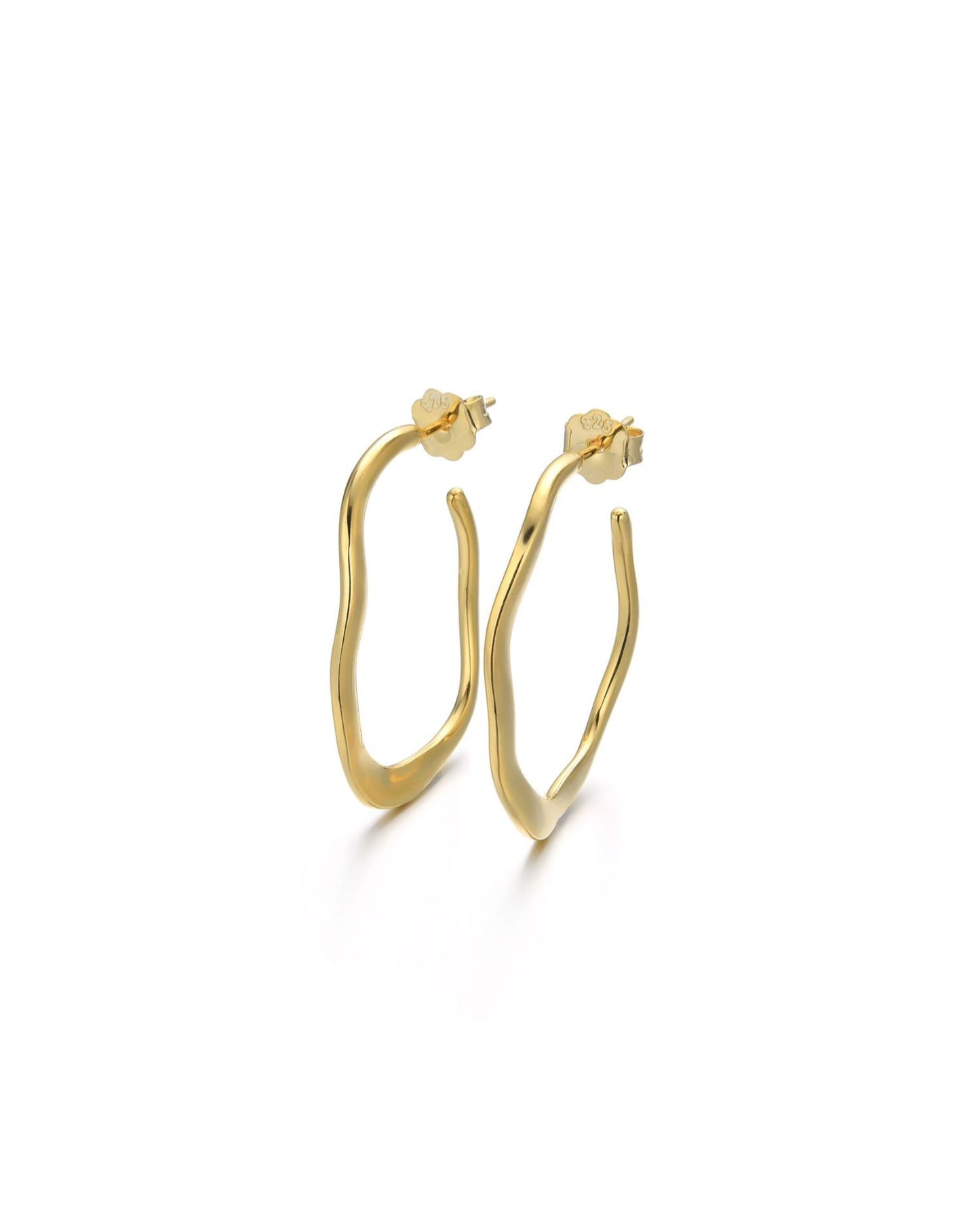 Candella Asymmetric Open Hoop Earrings Gold