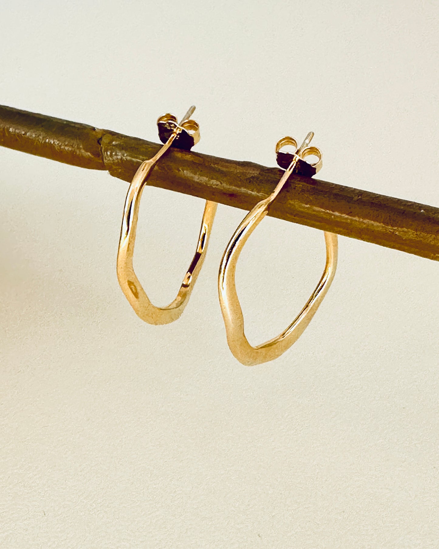 Asymmetric Open Hoop Earrings Gold