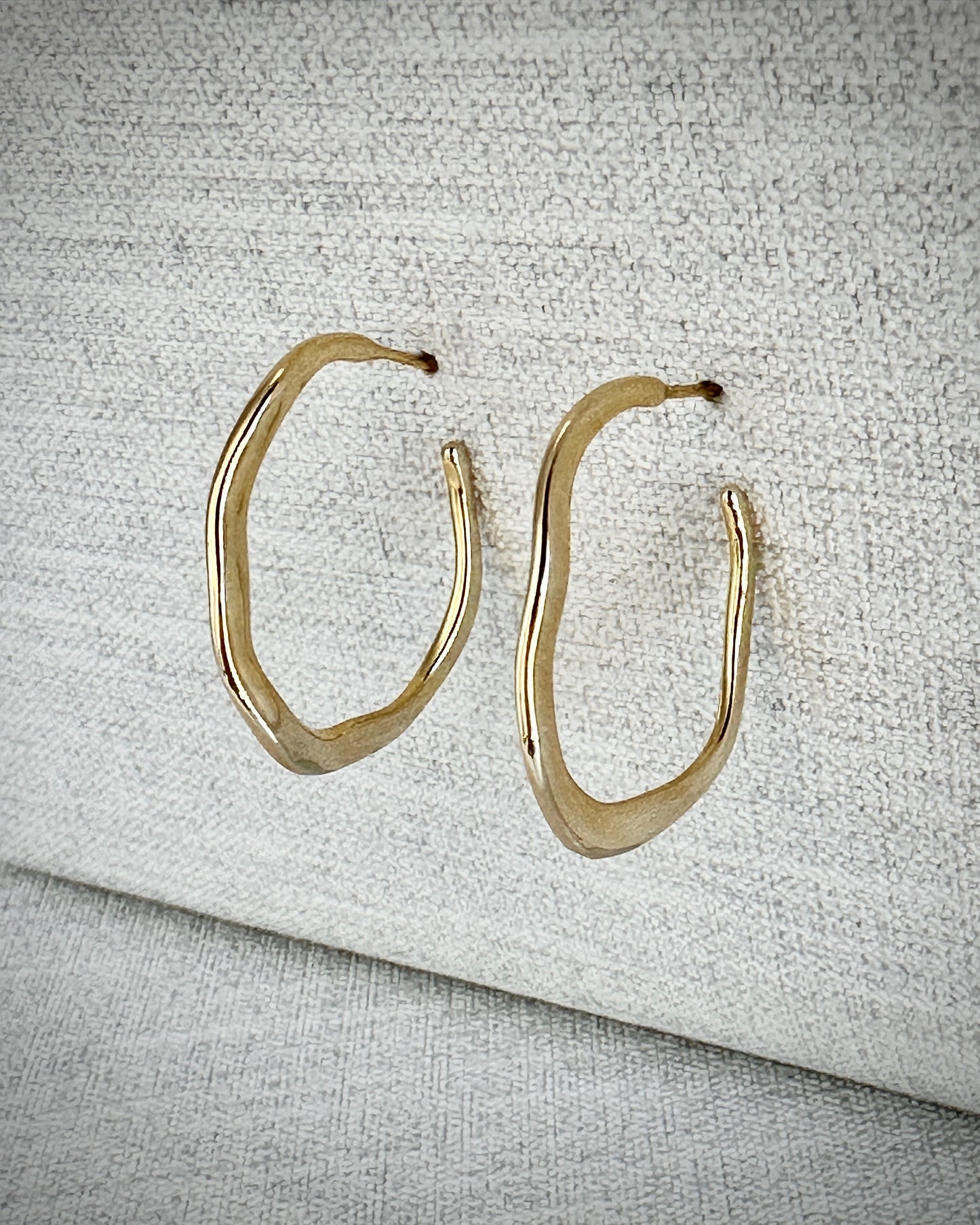 Candella Asymmetric Open Hoop Earrings Gold