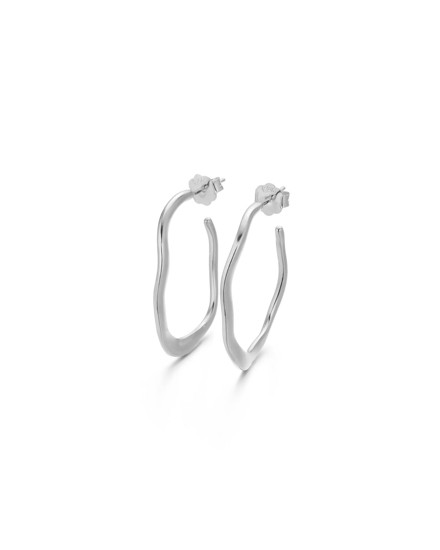 Candella Asymmetric Open Hoop Earrings Silver H