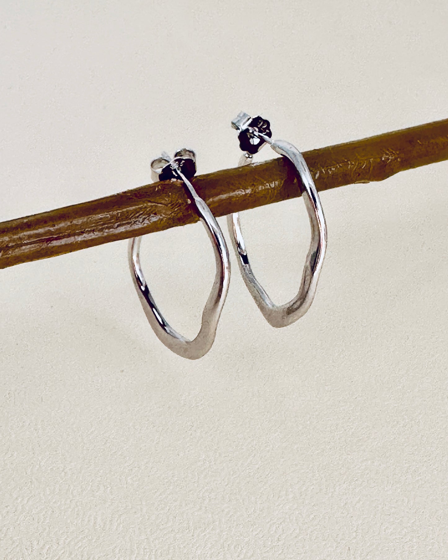 Candella Asymmetric Open Hoop Earrings Silver