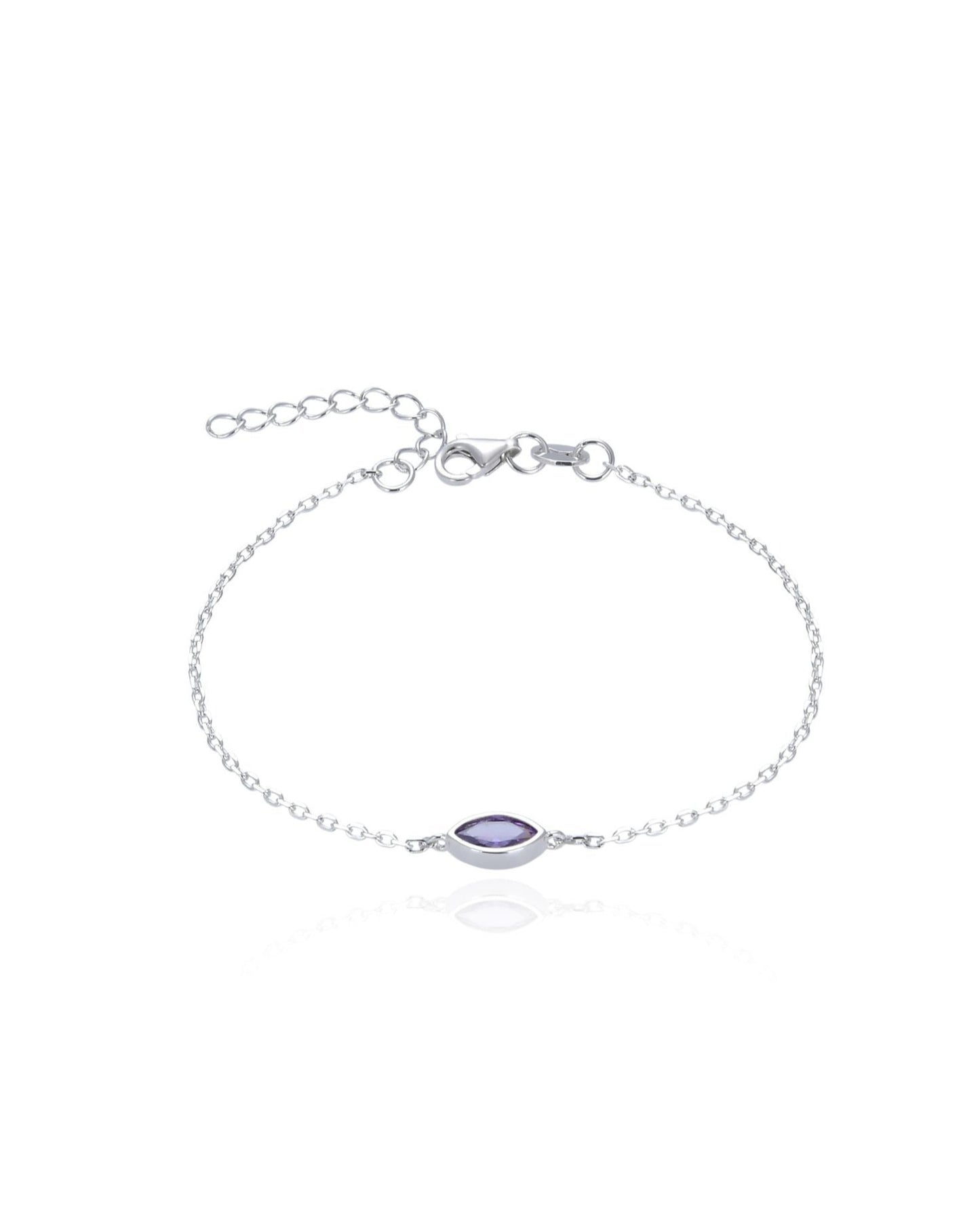 Candella Birthstone Bracelet Silver - February