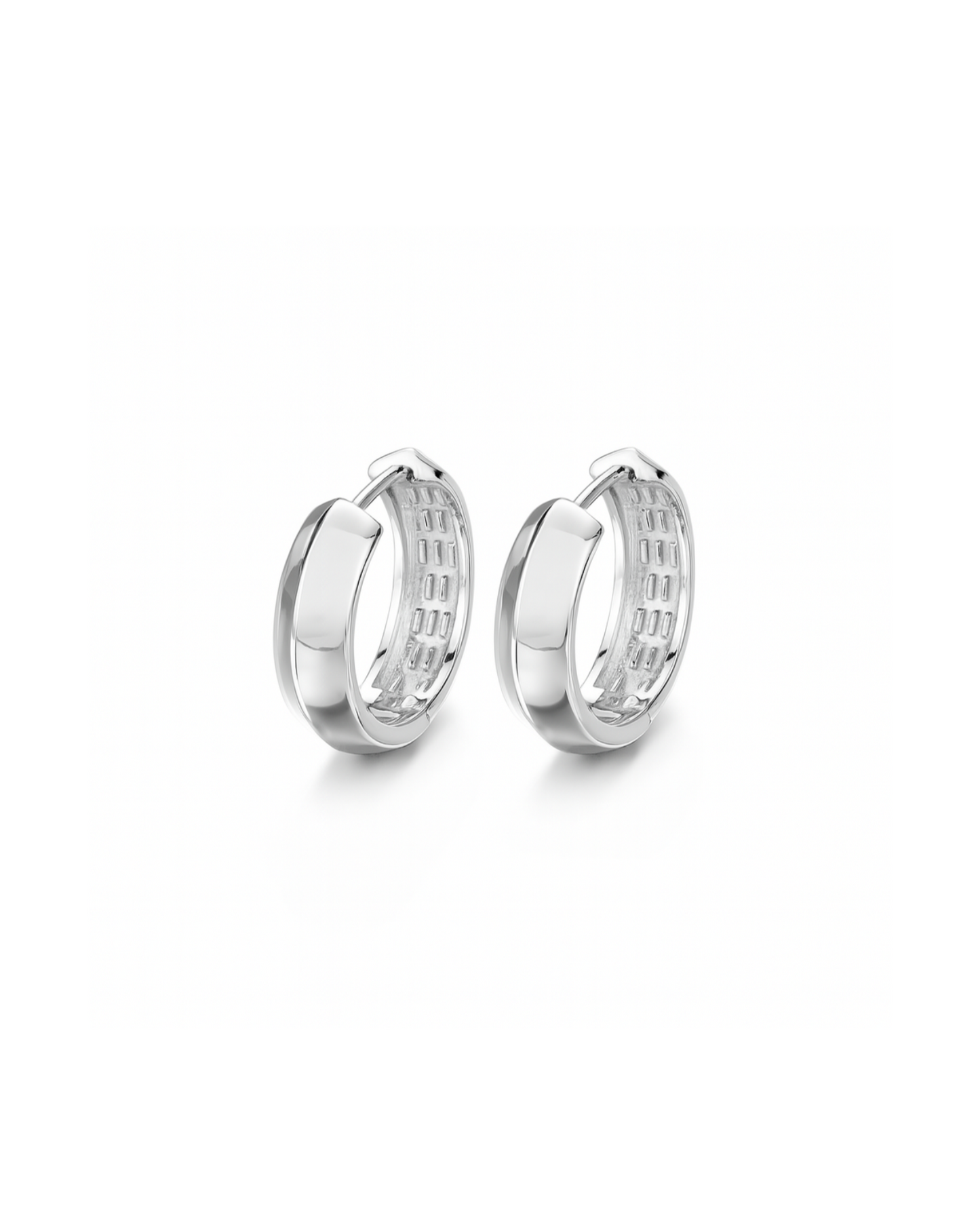 Candella Chunky Plain Hoop Earrings Silver