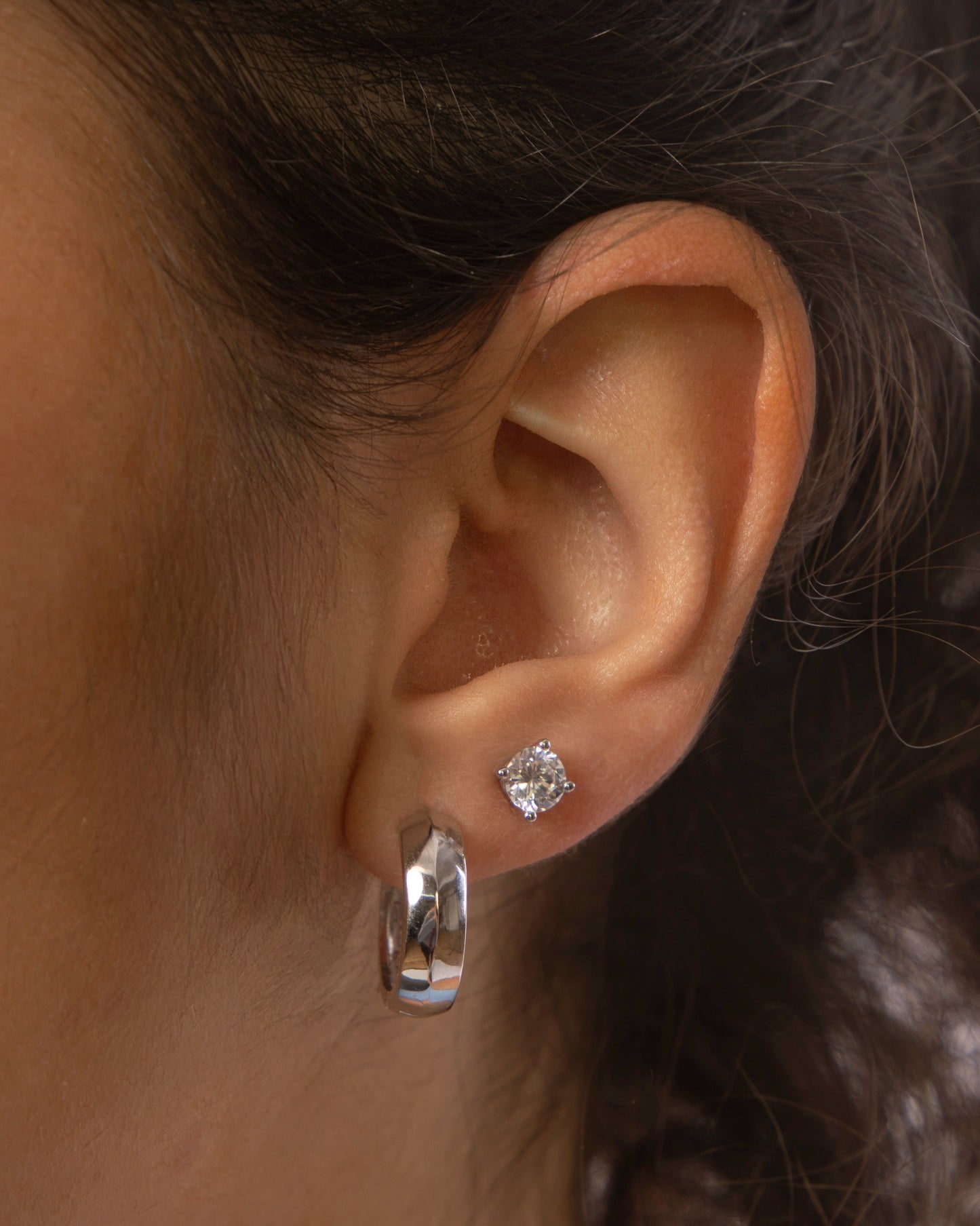 Candella Chunky Plain Hoop Earrings Silver