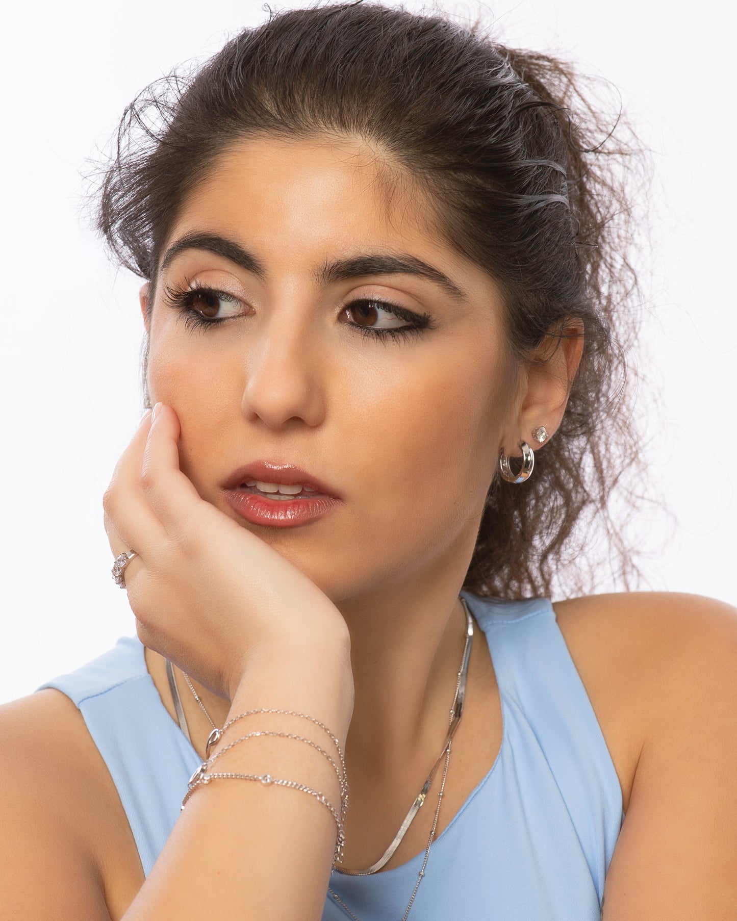 Candella Chunky Plain Hoop Earrings Silver