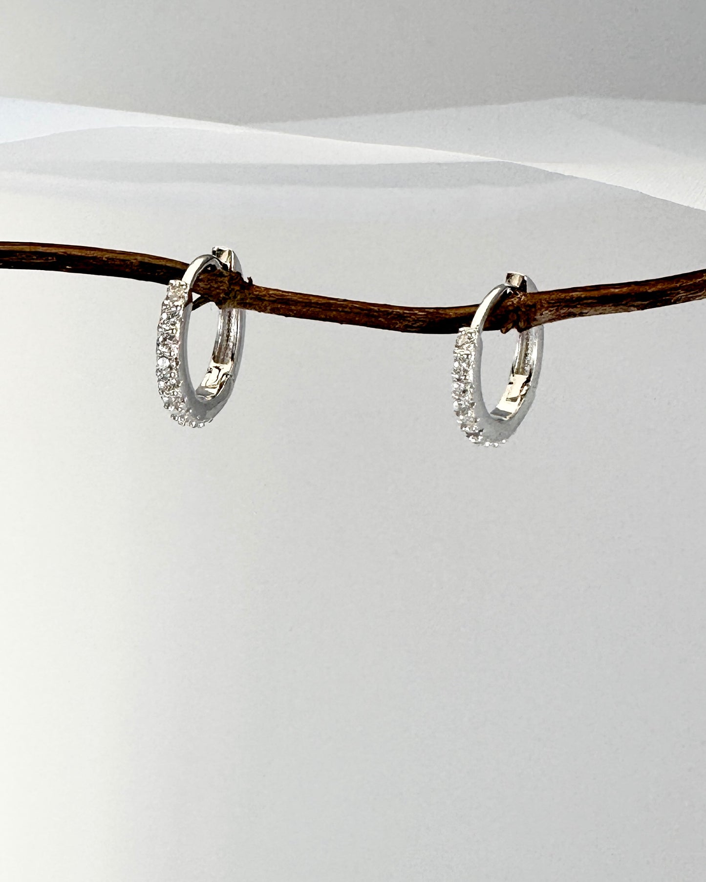 Candella Classic Pavé Huggie Earrings Silver