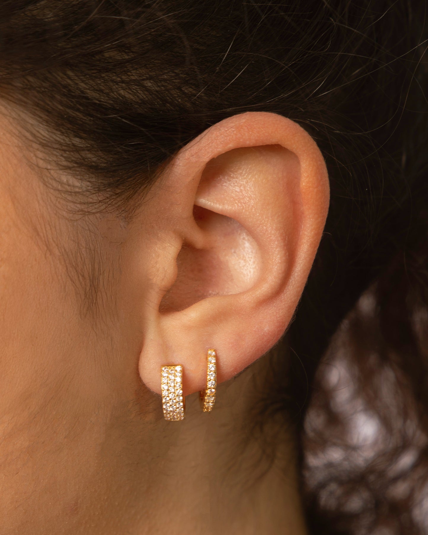 Candella Classic Pave Huggie Earrings Gold