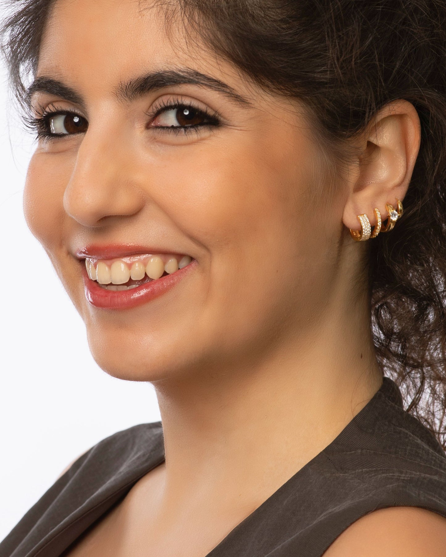Candella Classic Pave Huggie Earrings Gold