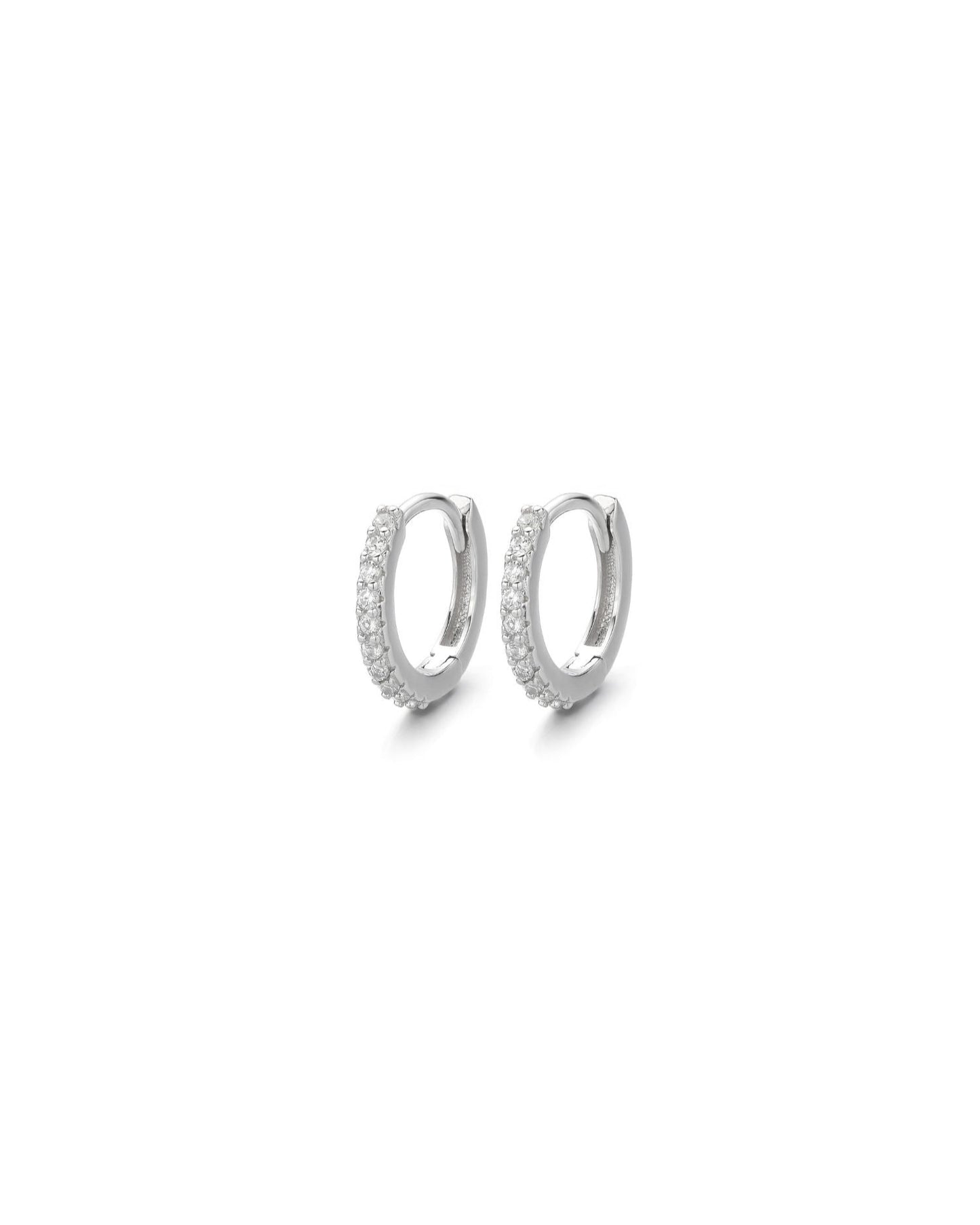 Candella Classic Pave Huggie Earrings Silver