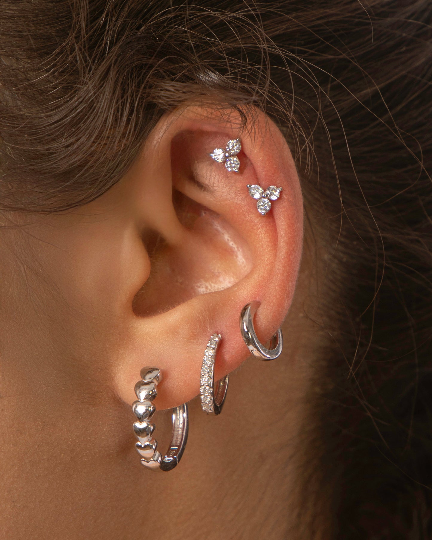 Candella Classic Pave Huggie Earrings Silver