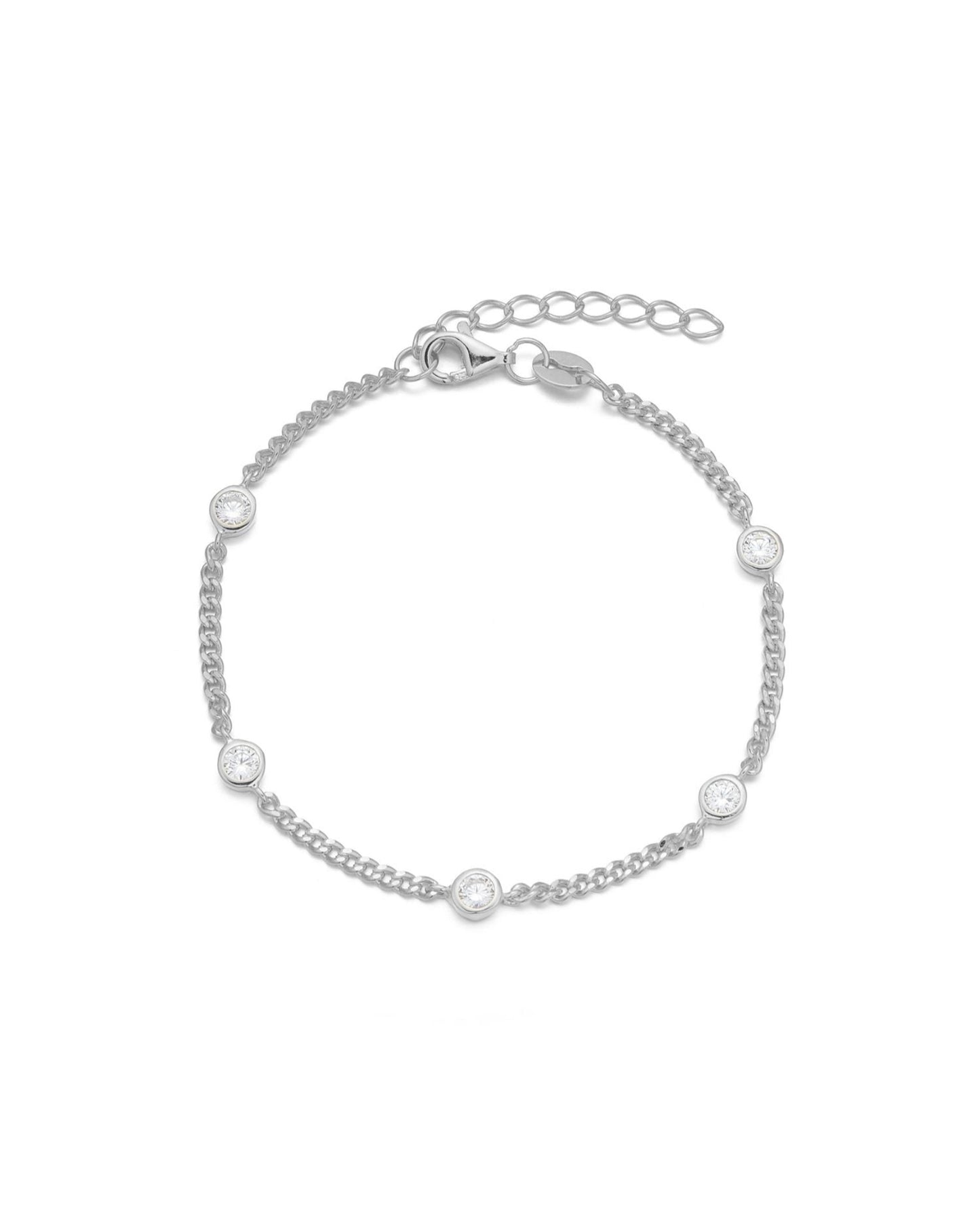Candella Crystals Chain Bracelet Silver