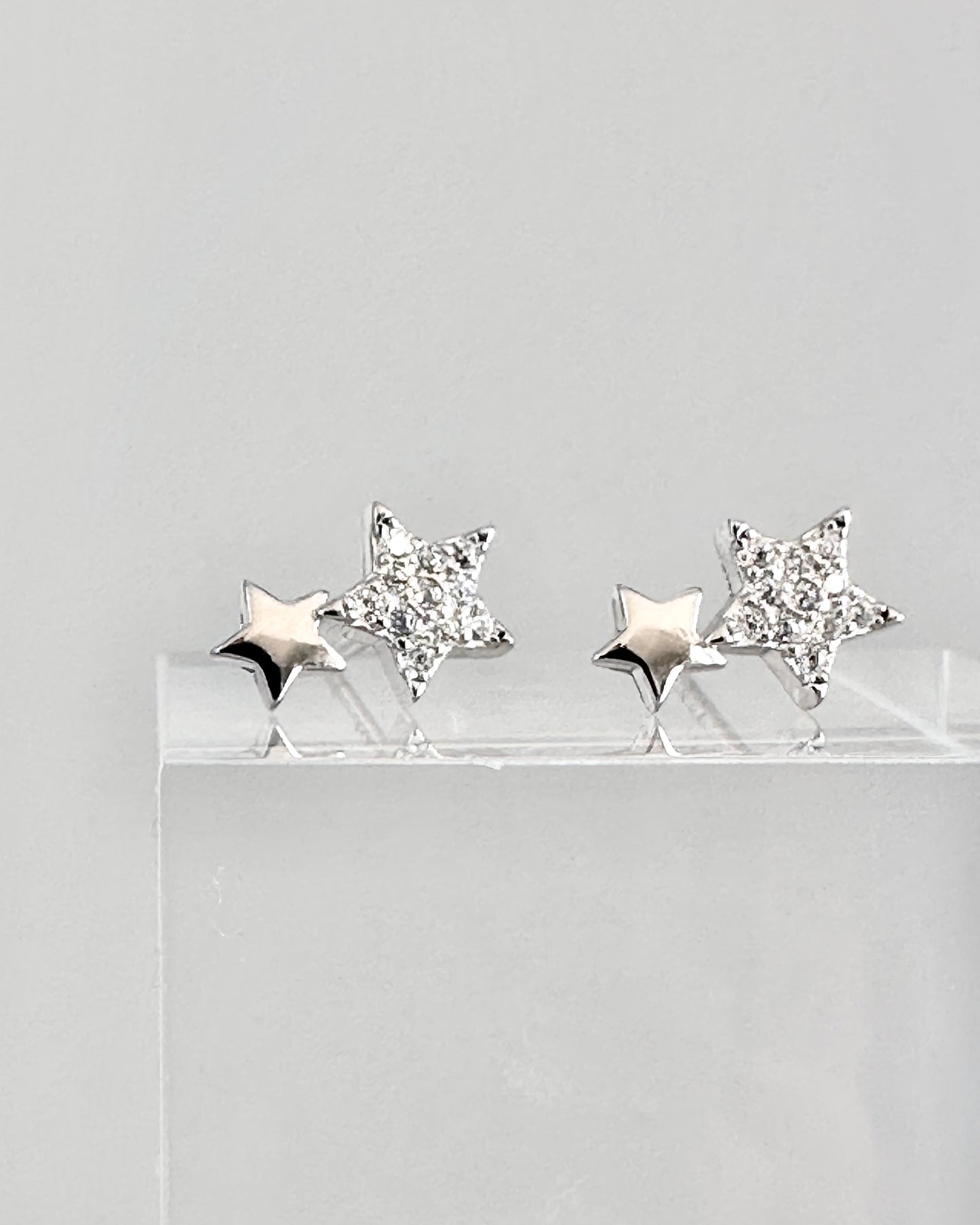 Candella Double Star Stud Earrings Silver