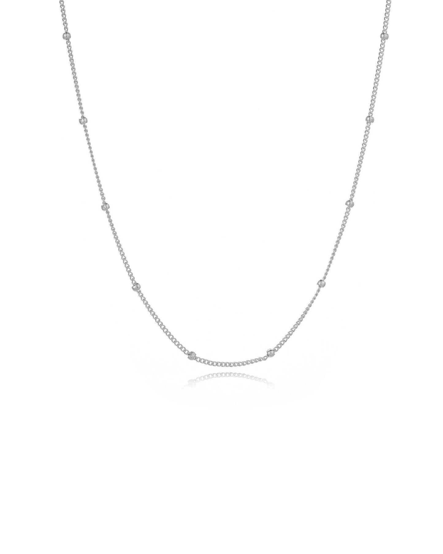 Fine Beaded Chain Necklace Silver