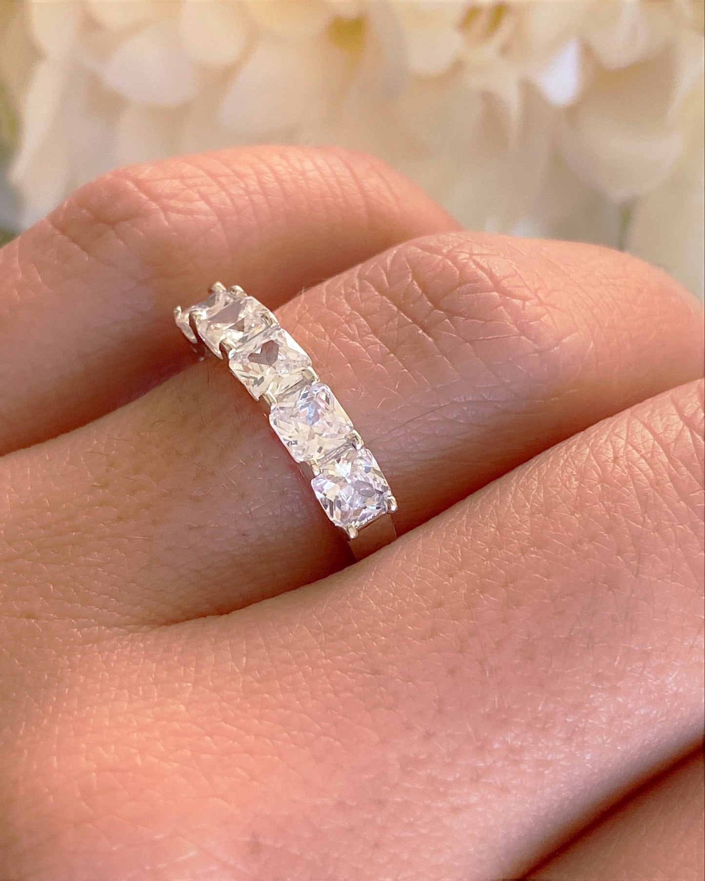 Five Stones Eternity Ring Silver