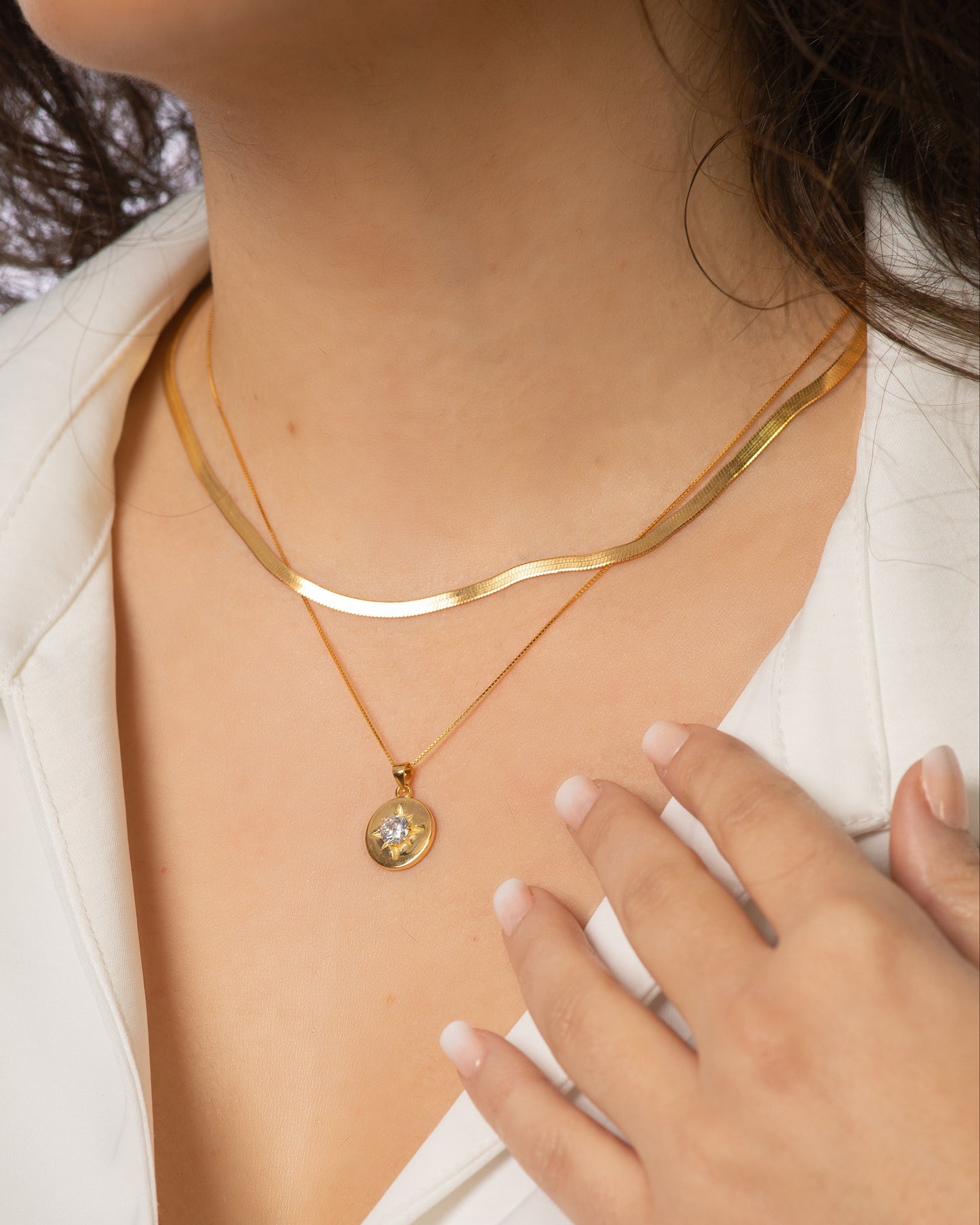 Candella Flat Snake Necklace Gold M1