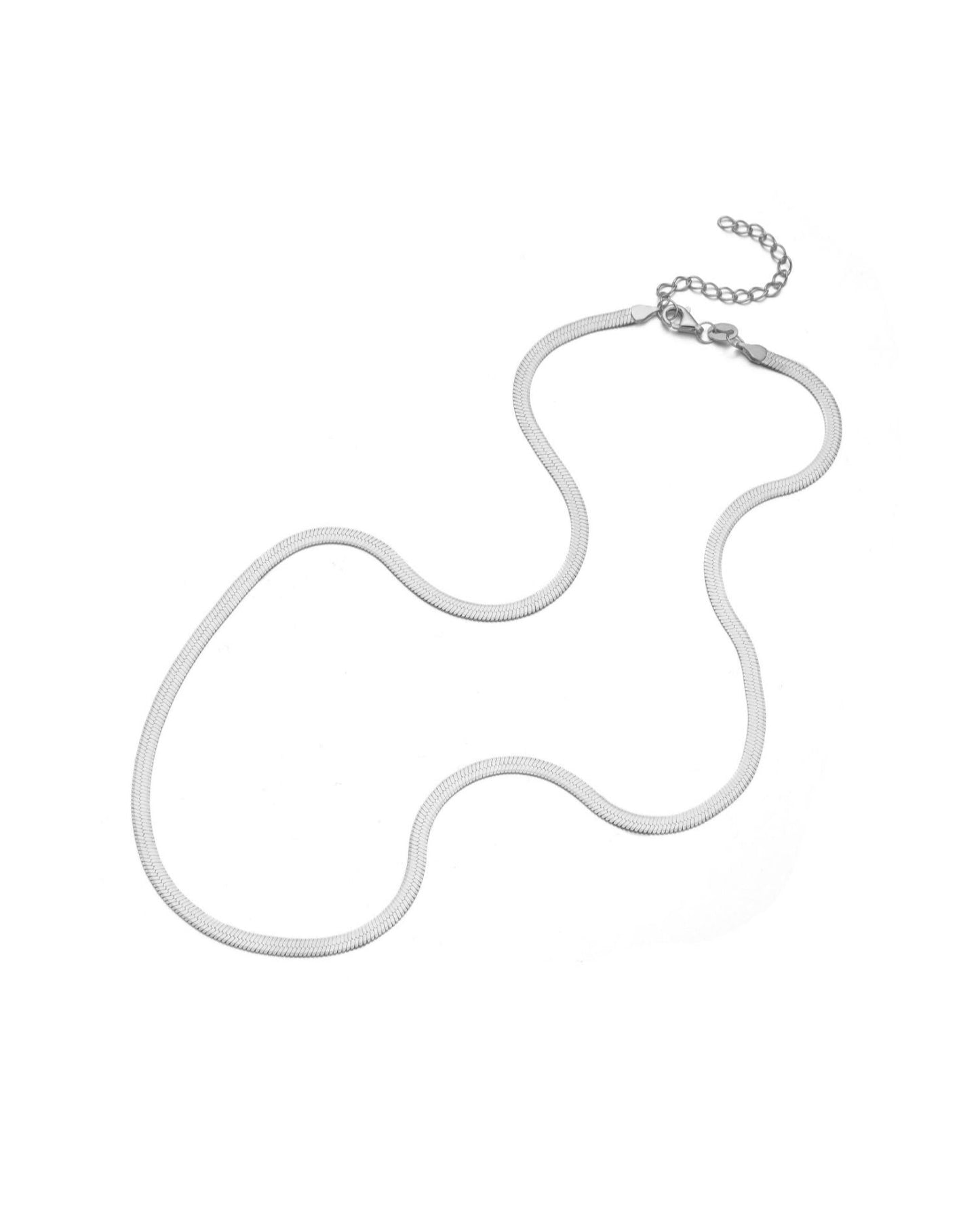 Candella Flat Snake Necklace Silver
