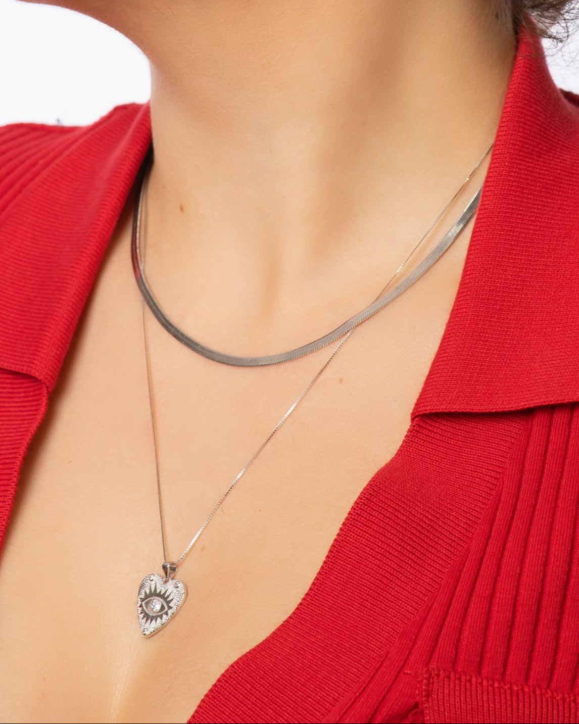 Candella Flat Snake Necklace Silver