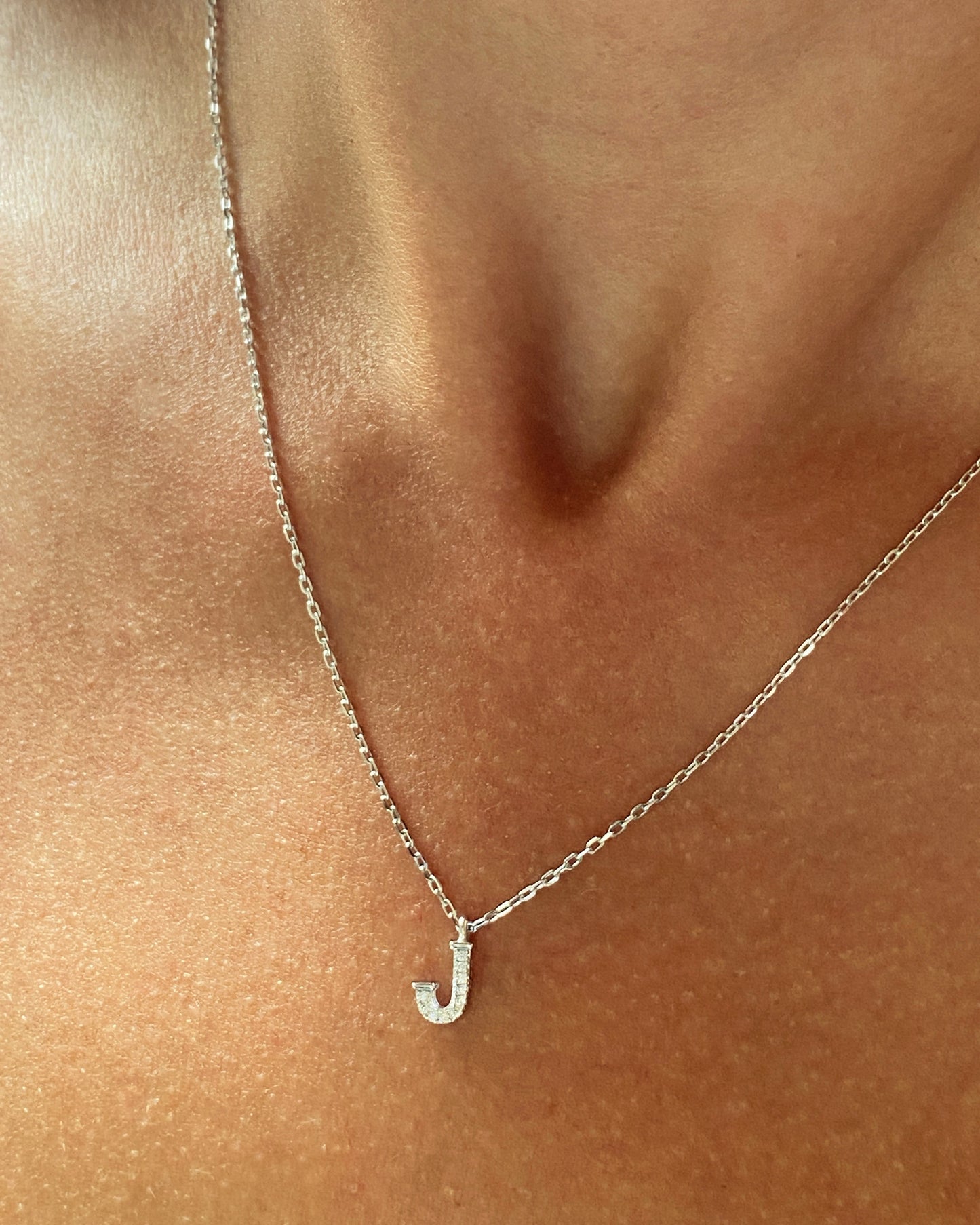 Candella J Letter Necklace Silver