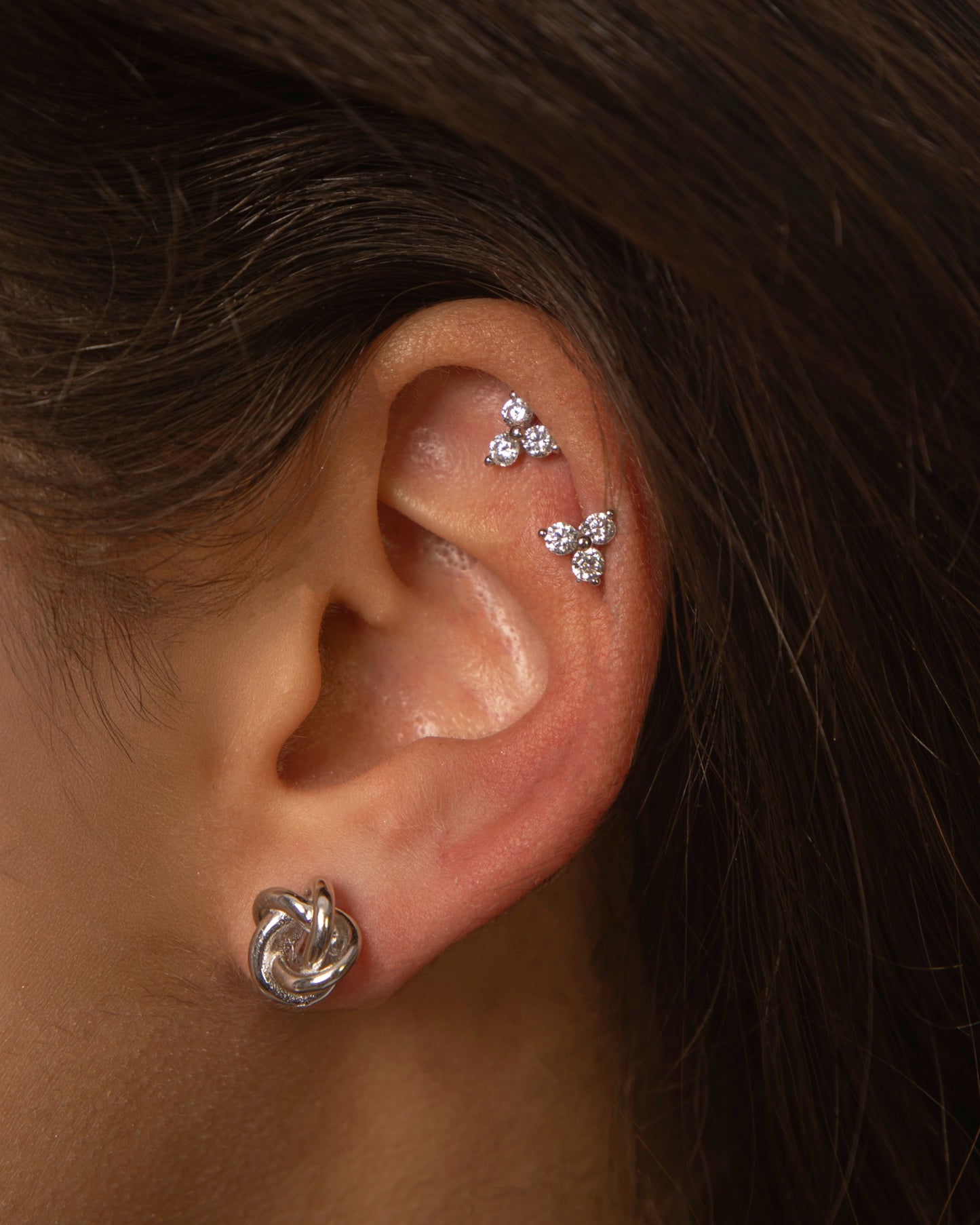 Candella Knot Stud Earrings Silver