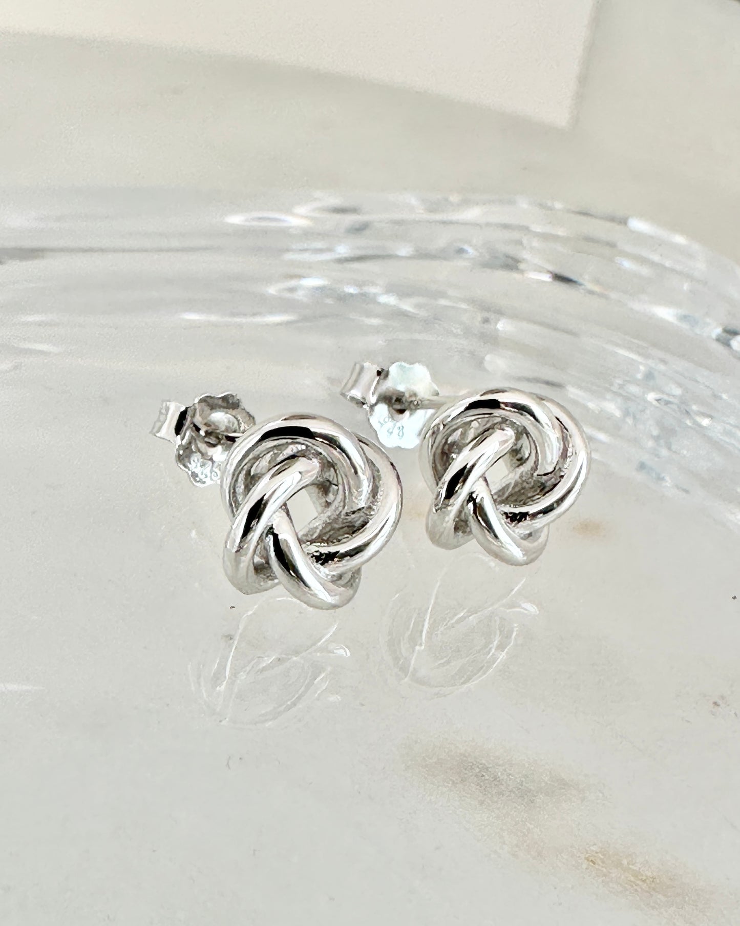 Candella Knot Stud Earrings Silver