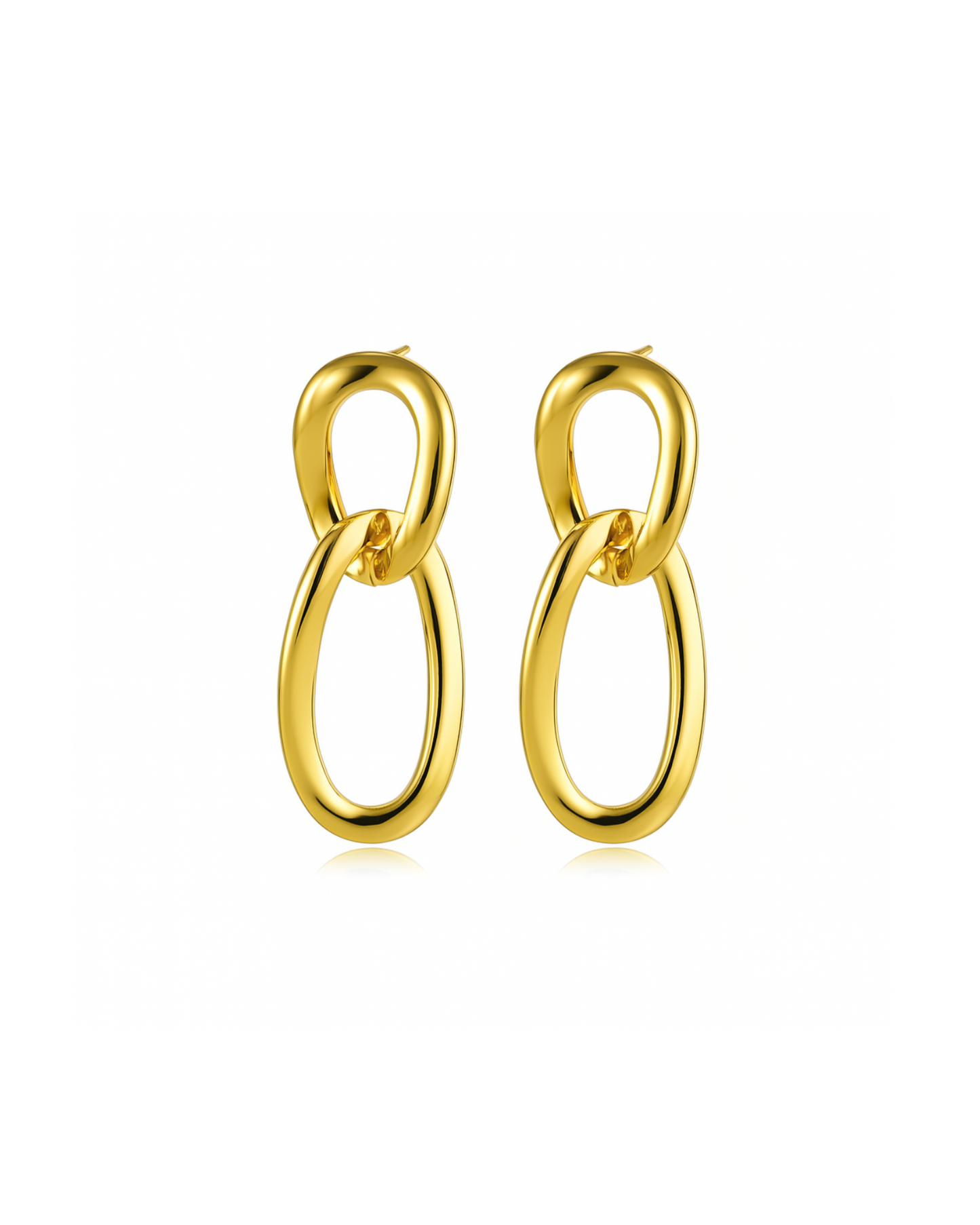 Candella Linked Hoops Stud Earrings Gold