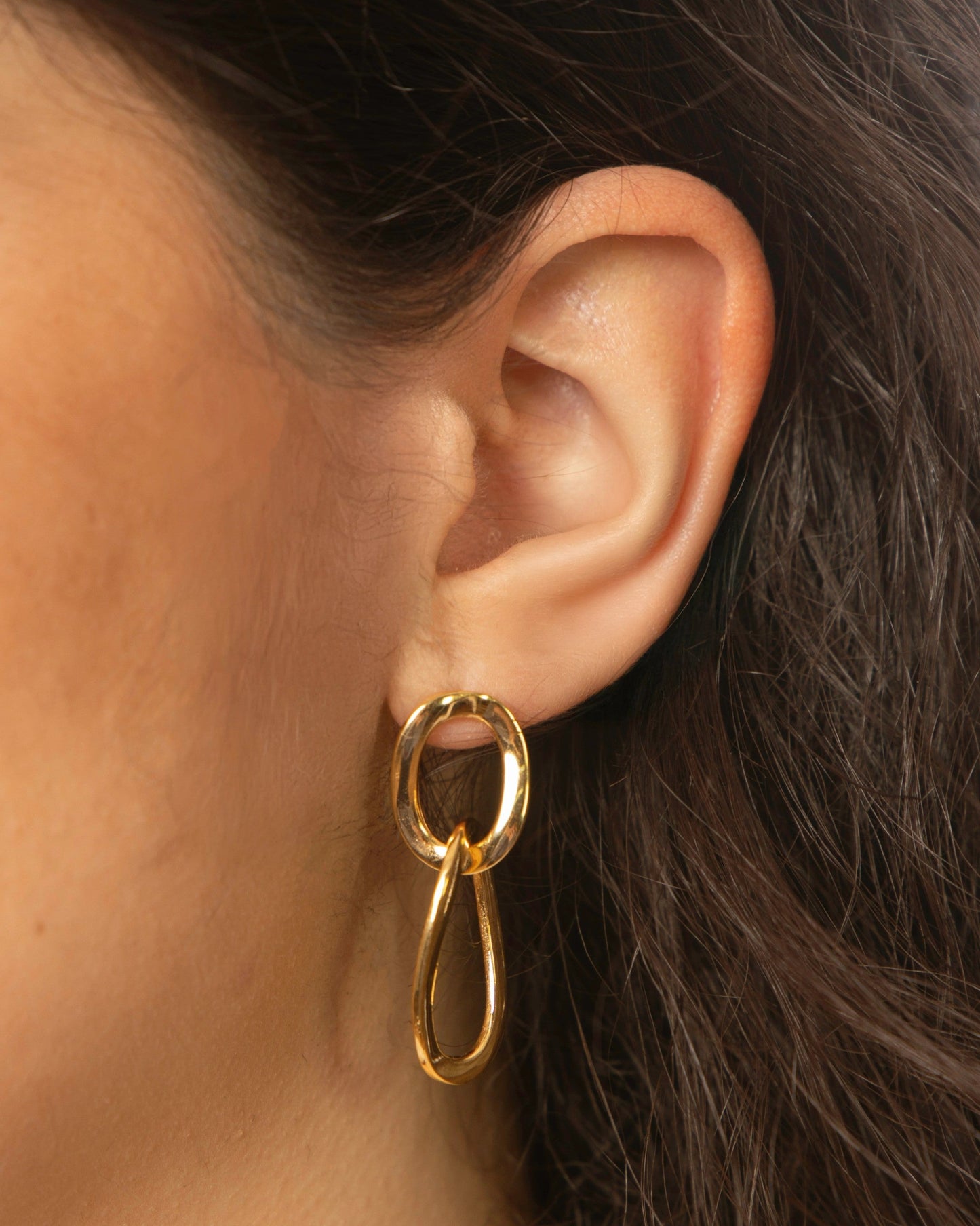 Candella Linked Hoops Stud Earrings Gold