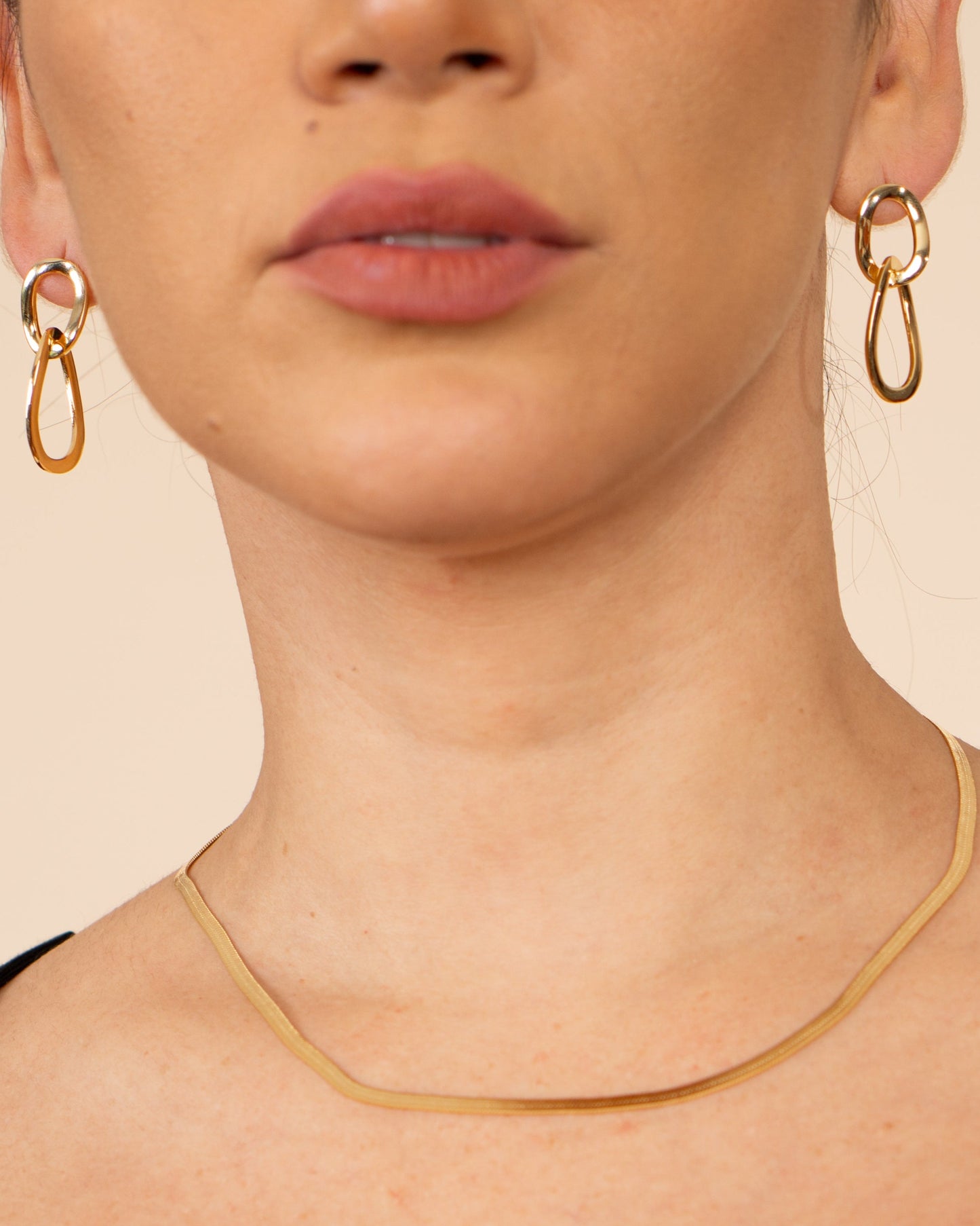 Candella Linked Hoops Stud Earrings Gold