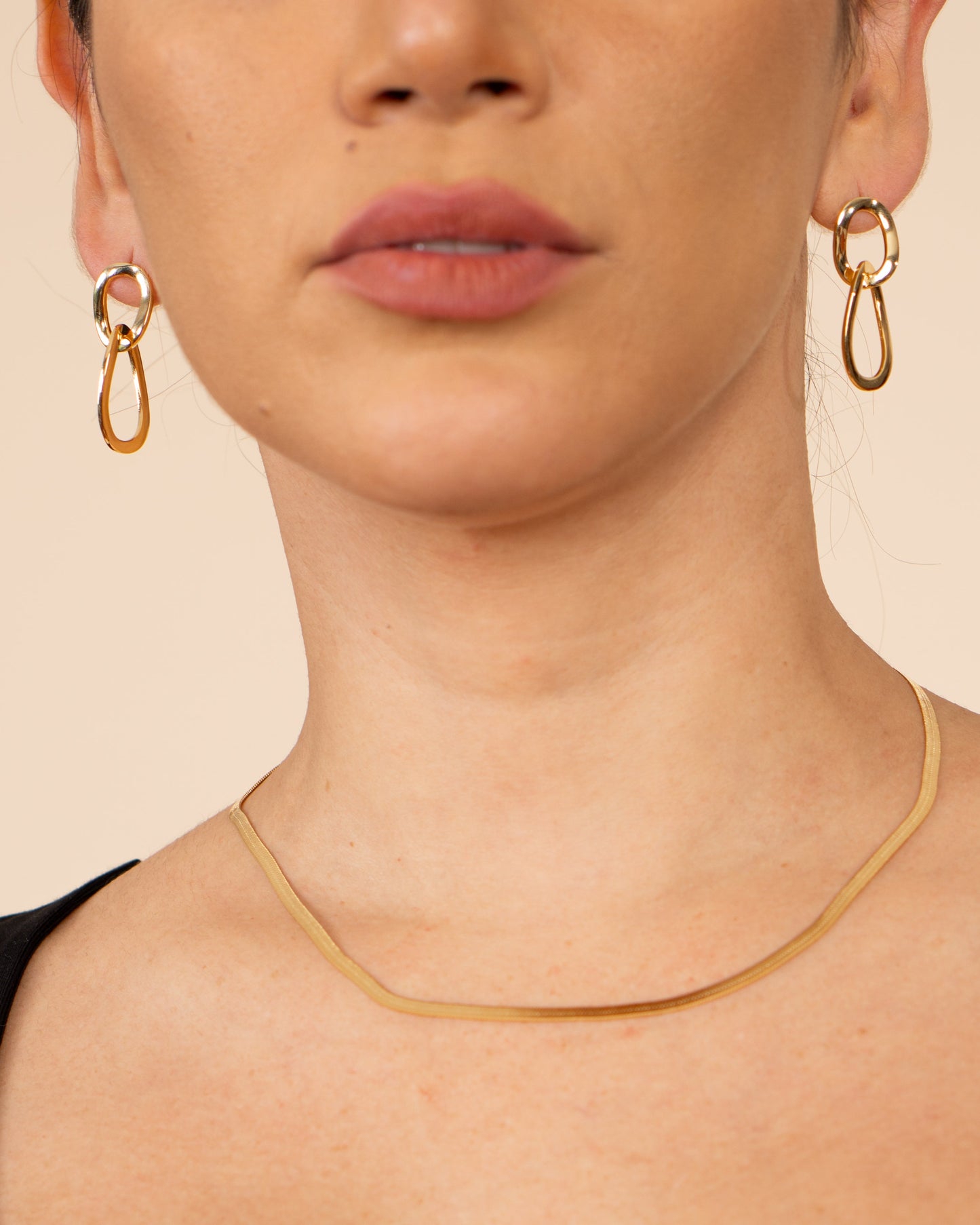 Candella Linked Hoops Stud Earrings Gold