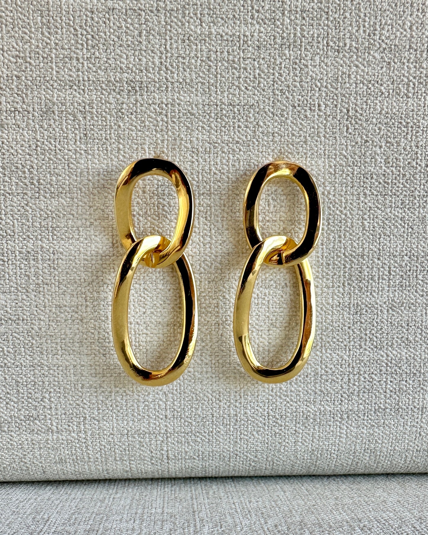Candella Linked Hoops Stud Earrings Gold