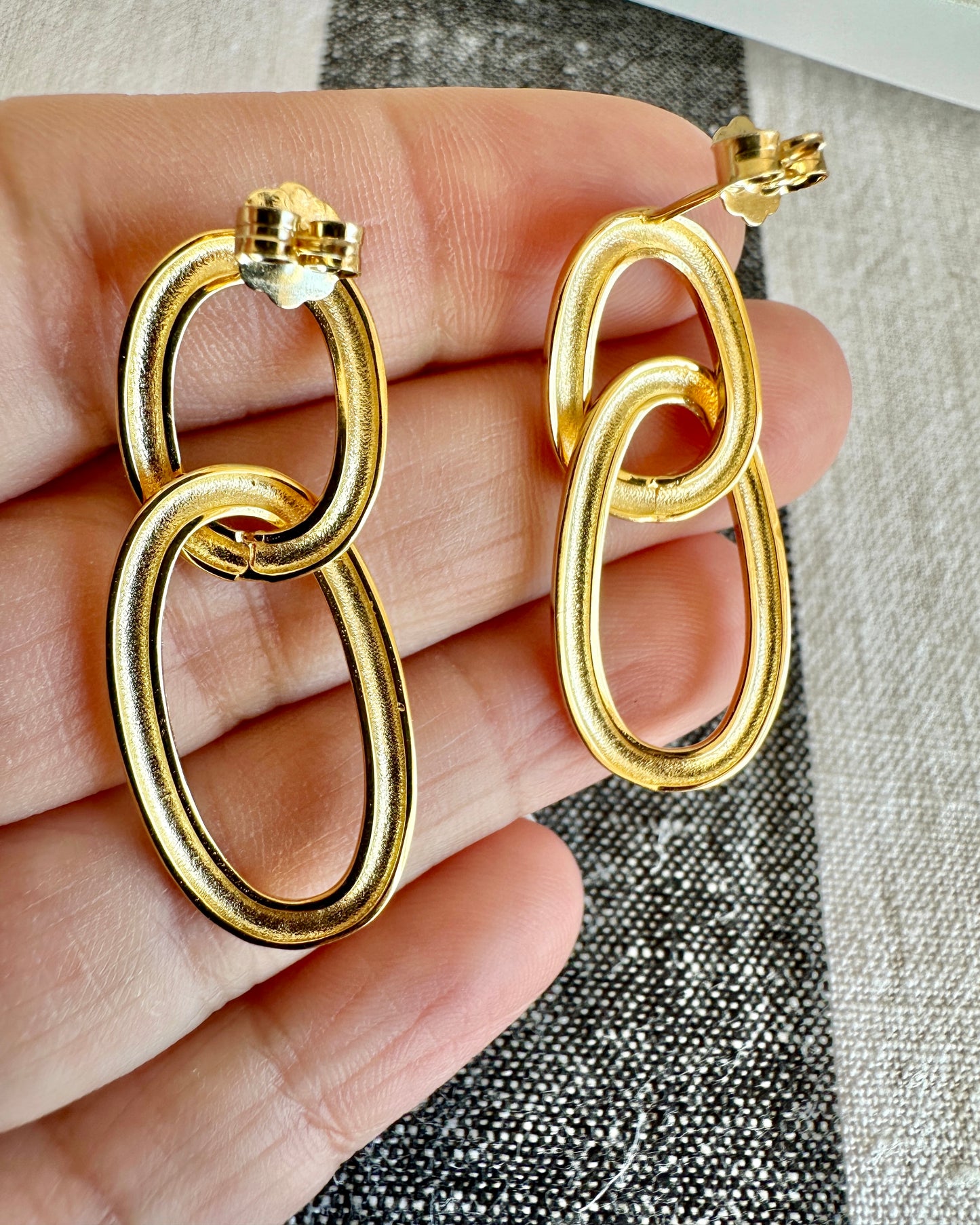 Candella Linked Hoops Stud Earrings Gold