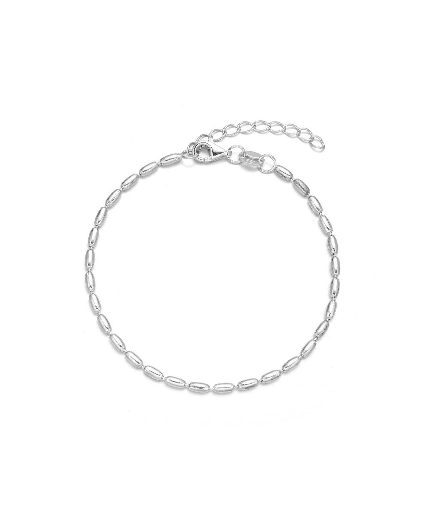 Oval Beaded Bracelet Silver