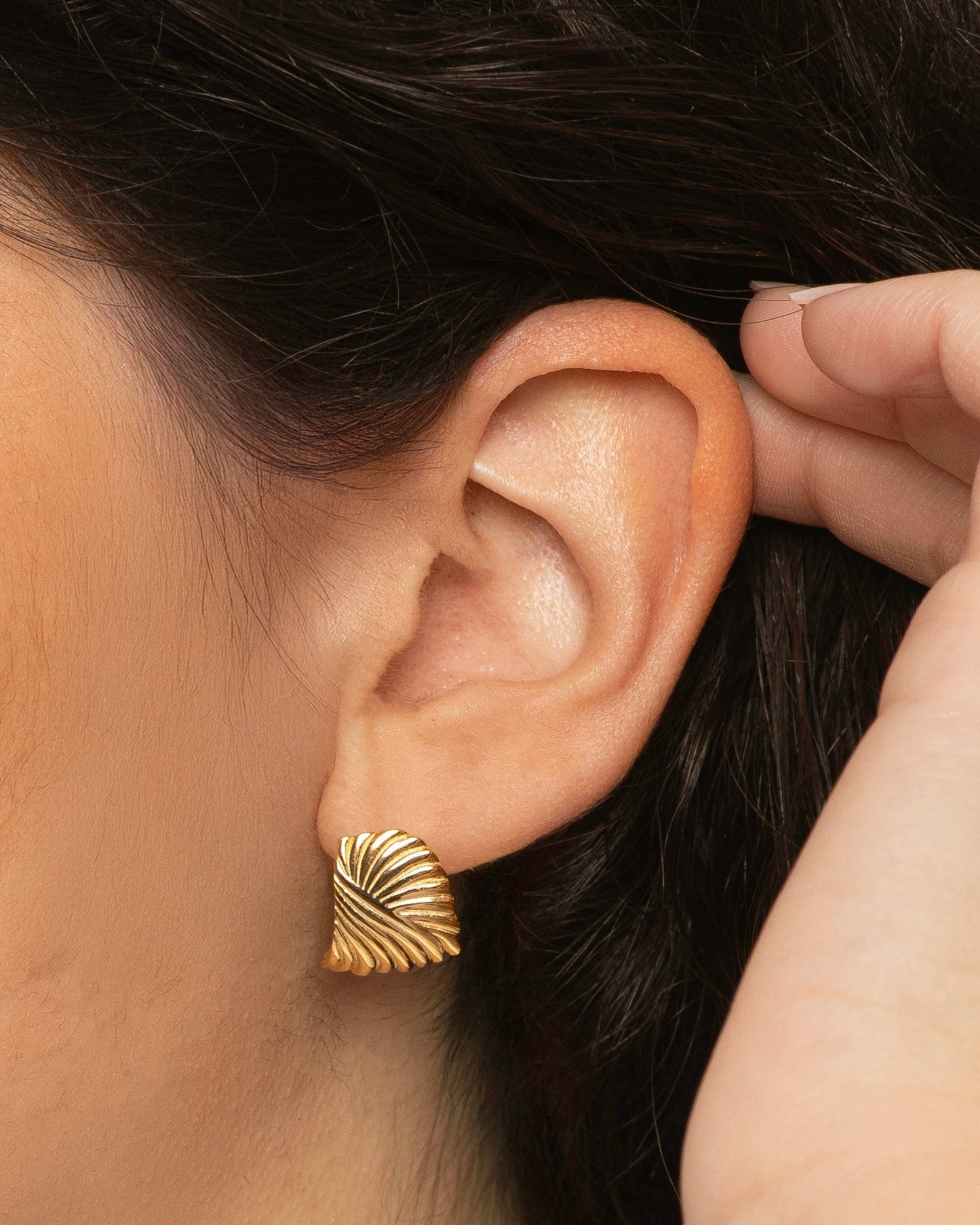 Candella Ripple Statement Earrings Gold
