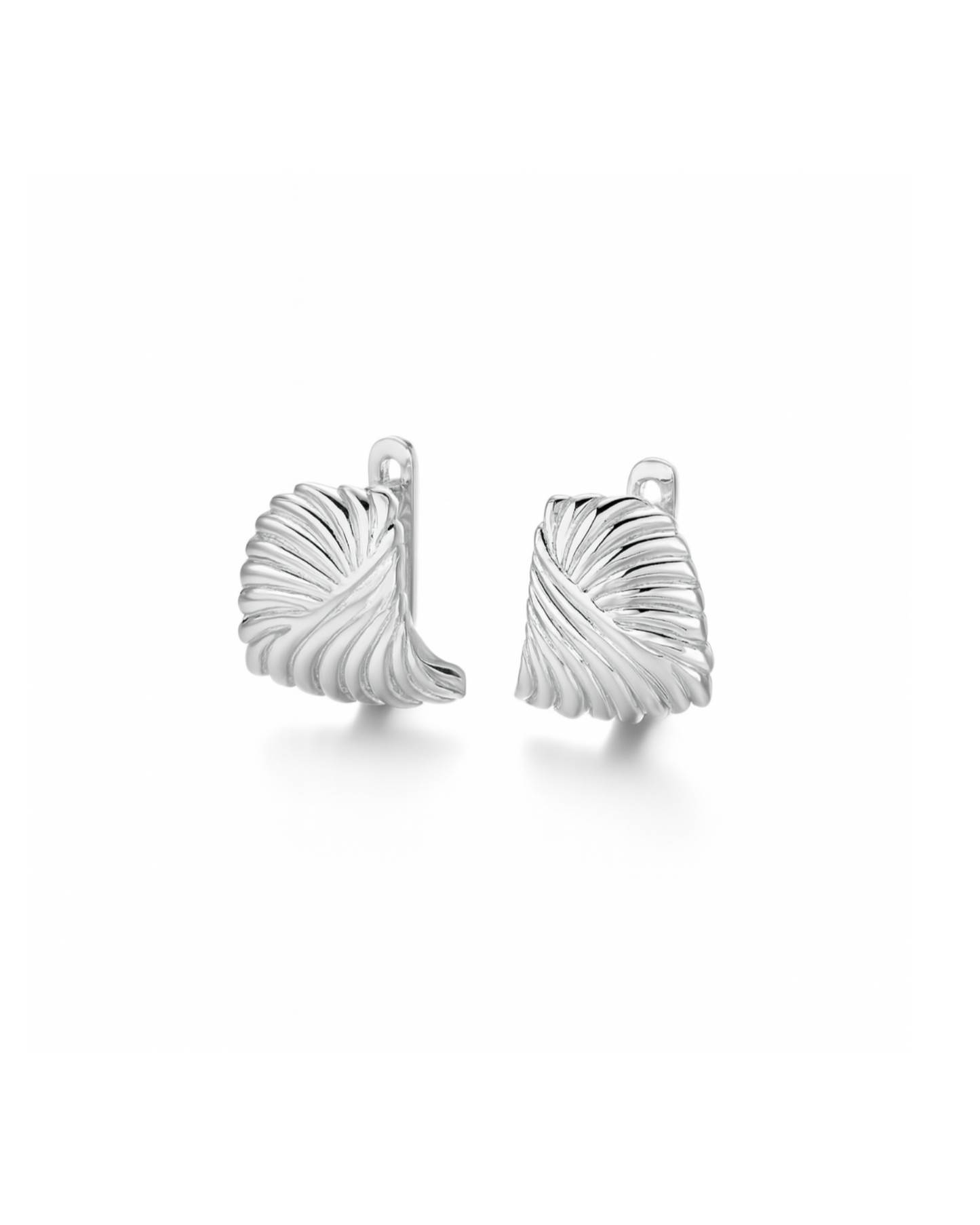 Candella Ripple Stud Statement Earrings Silver
