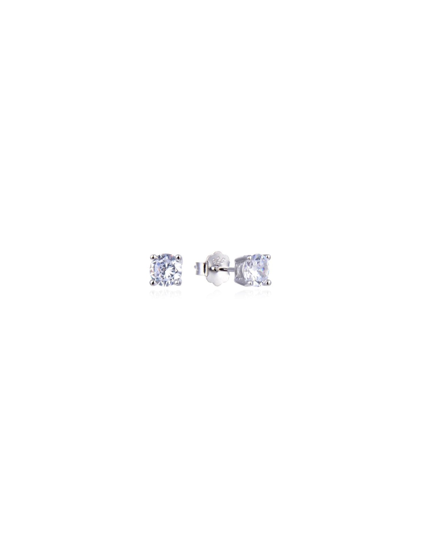 Candella Solitaire CZ Stud Earrings Silver