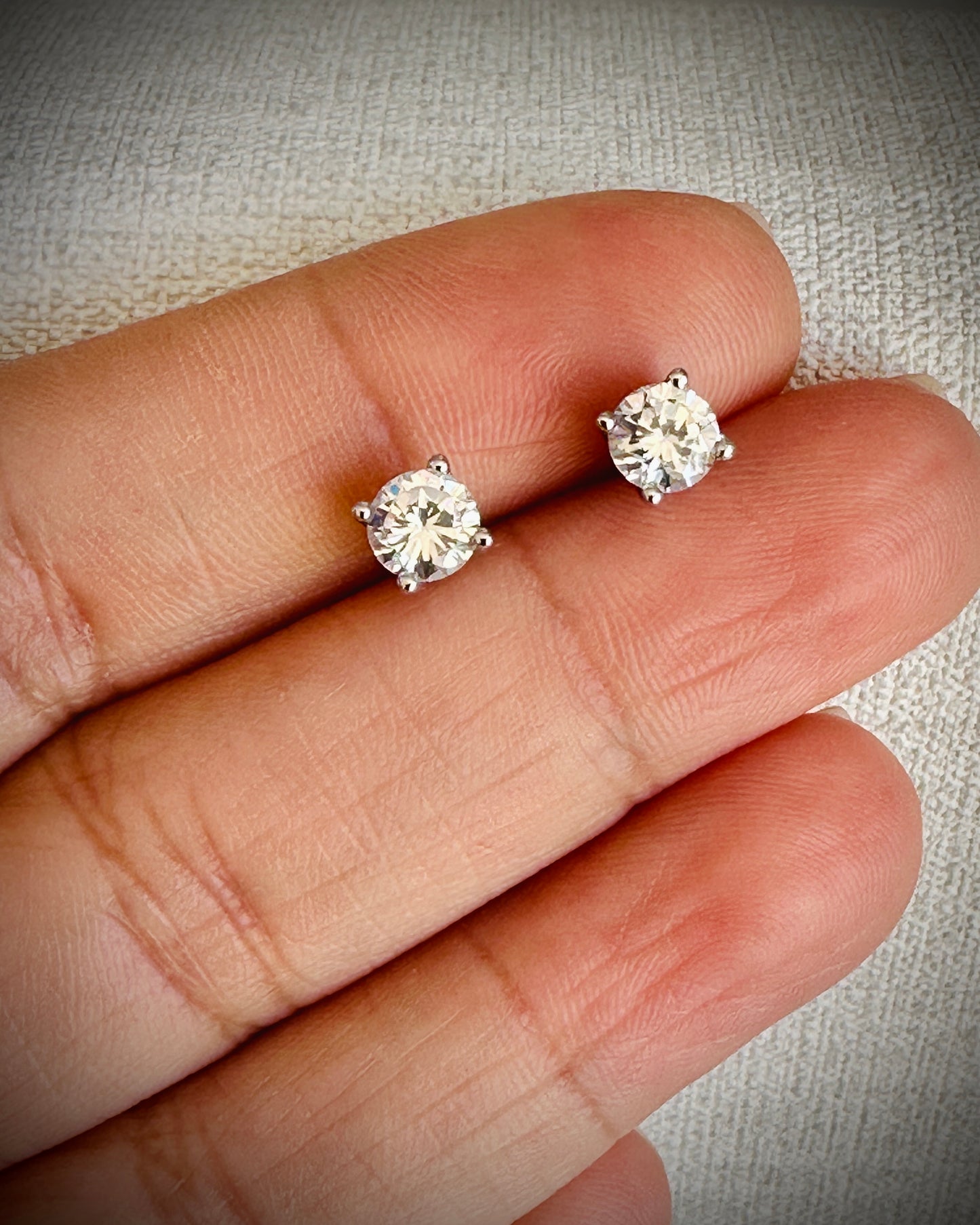 Candella Solitaire CZ Stud Earrings Silver
