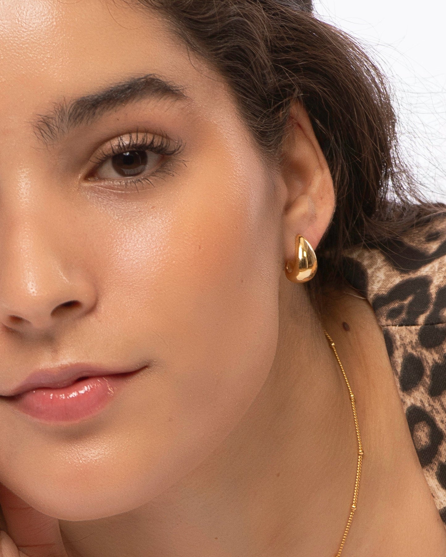 Candella Teardrop Chunky Stud Earrings Gold