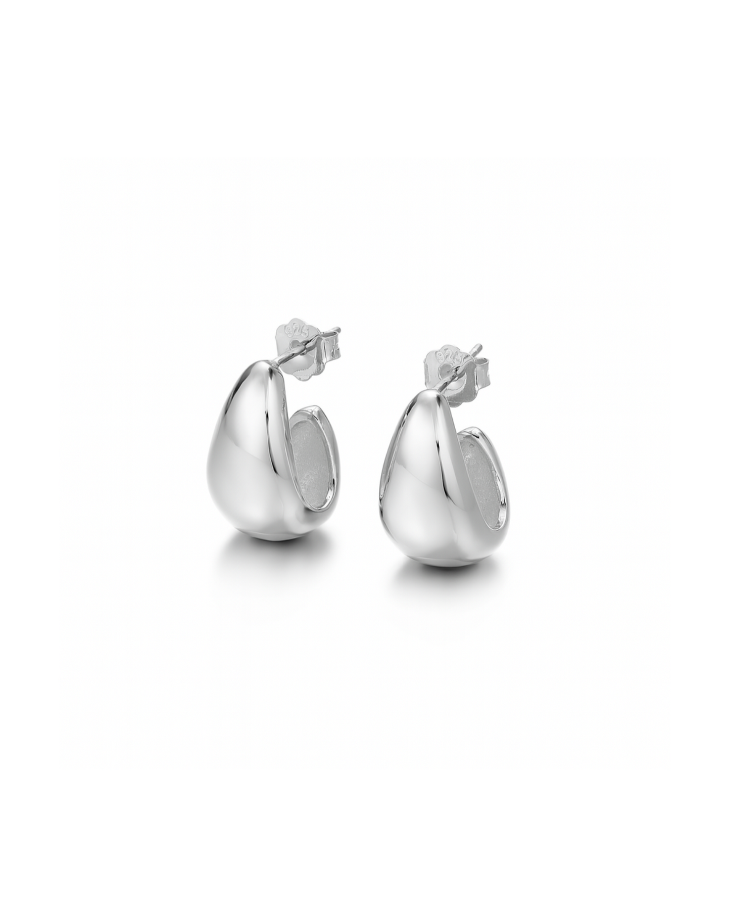 Candella Teardrop Chunky Stud Earrings Silver