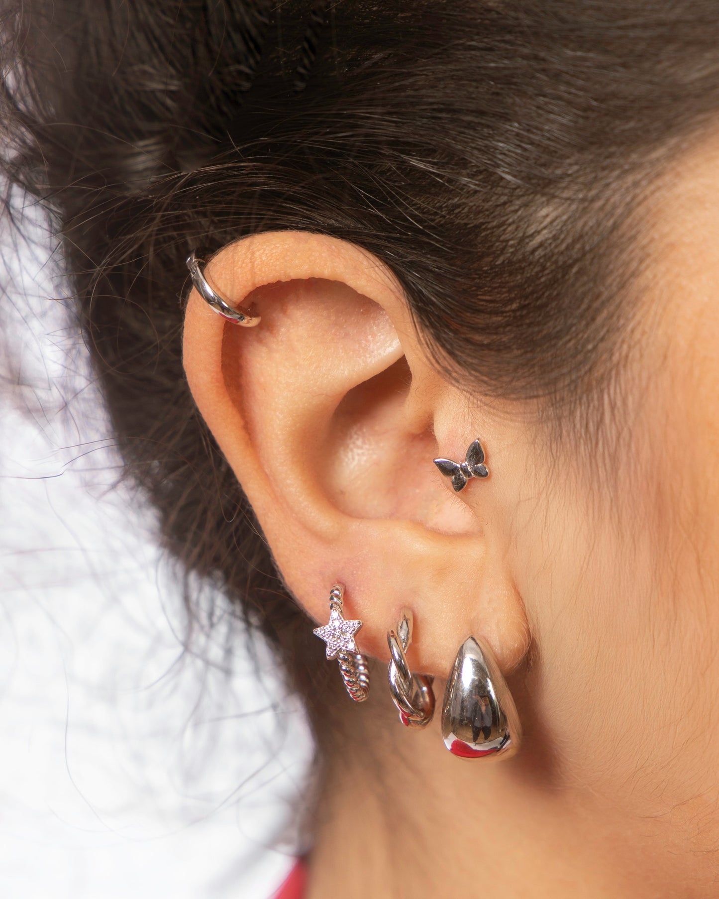 Candella Teardrop Chunky Stud Earrings Silver