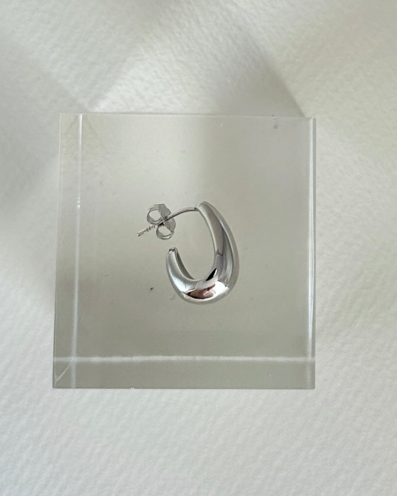 Candella Teardrop Chunky Stud Earrings Silver