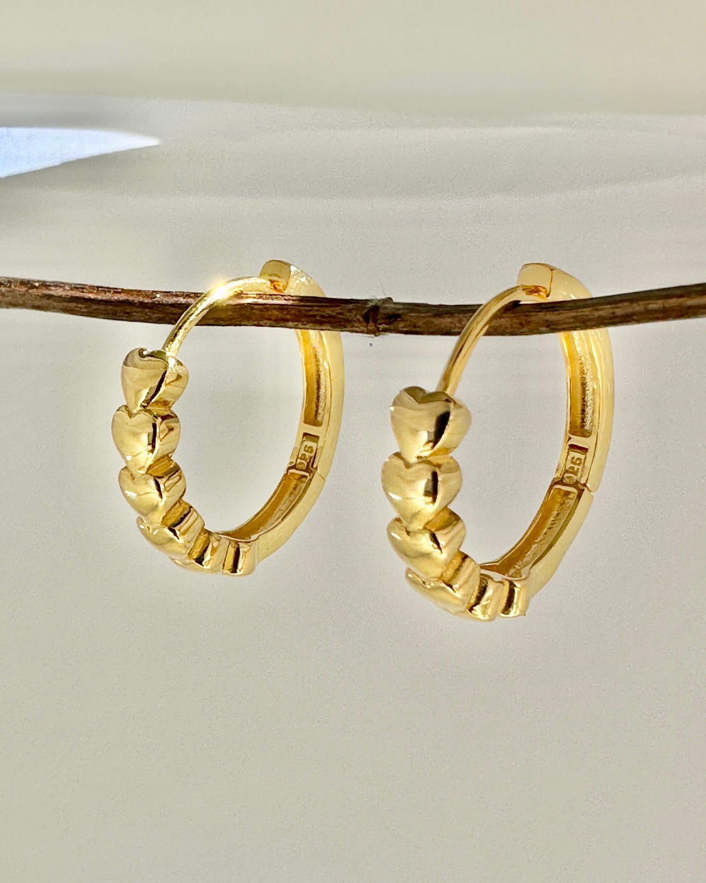 Candella Tiny Hearts Hoop Earrings Gold