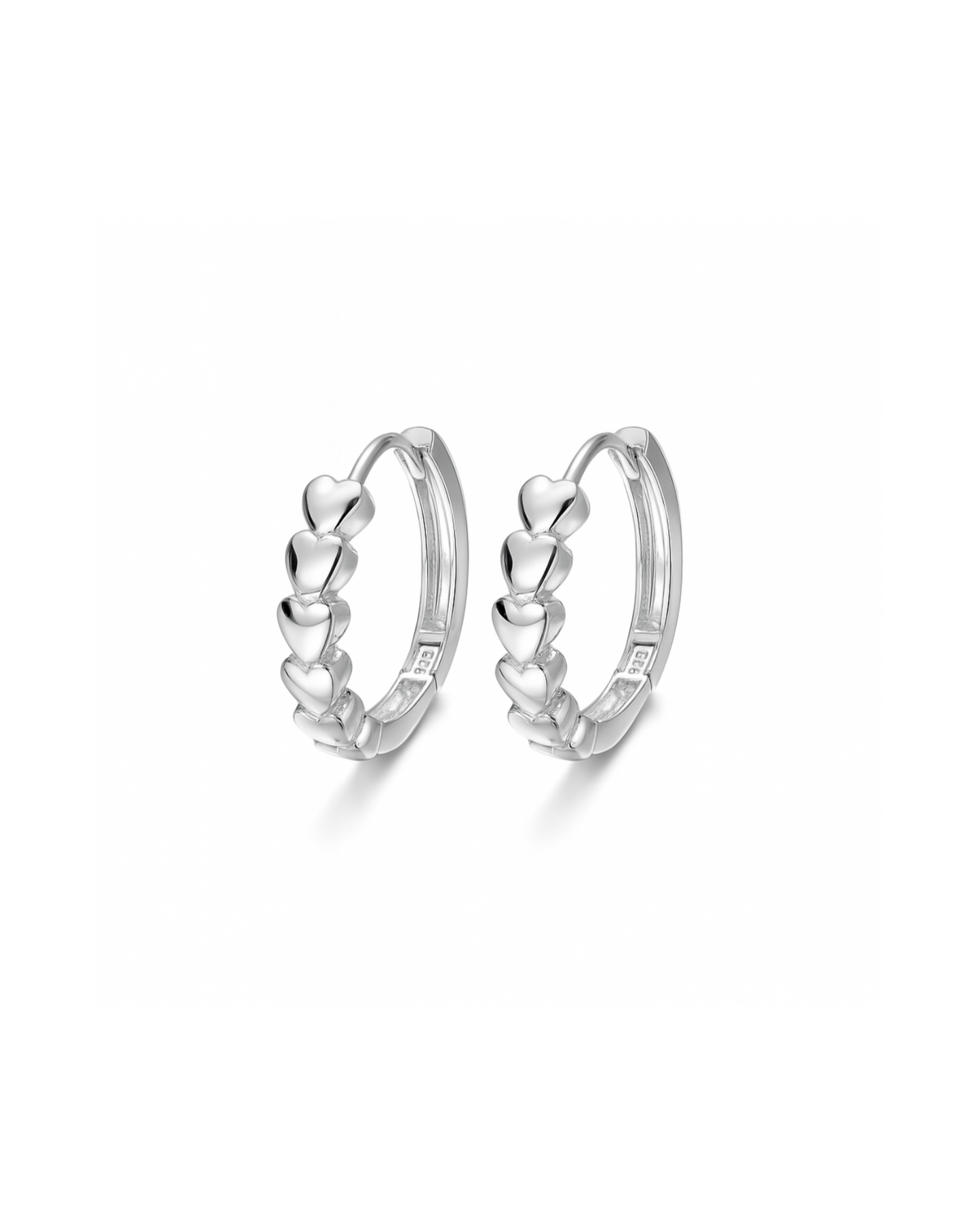 Candella Tiny Hearts Hoop Earrings Silver