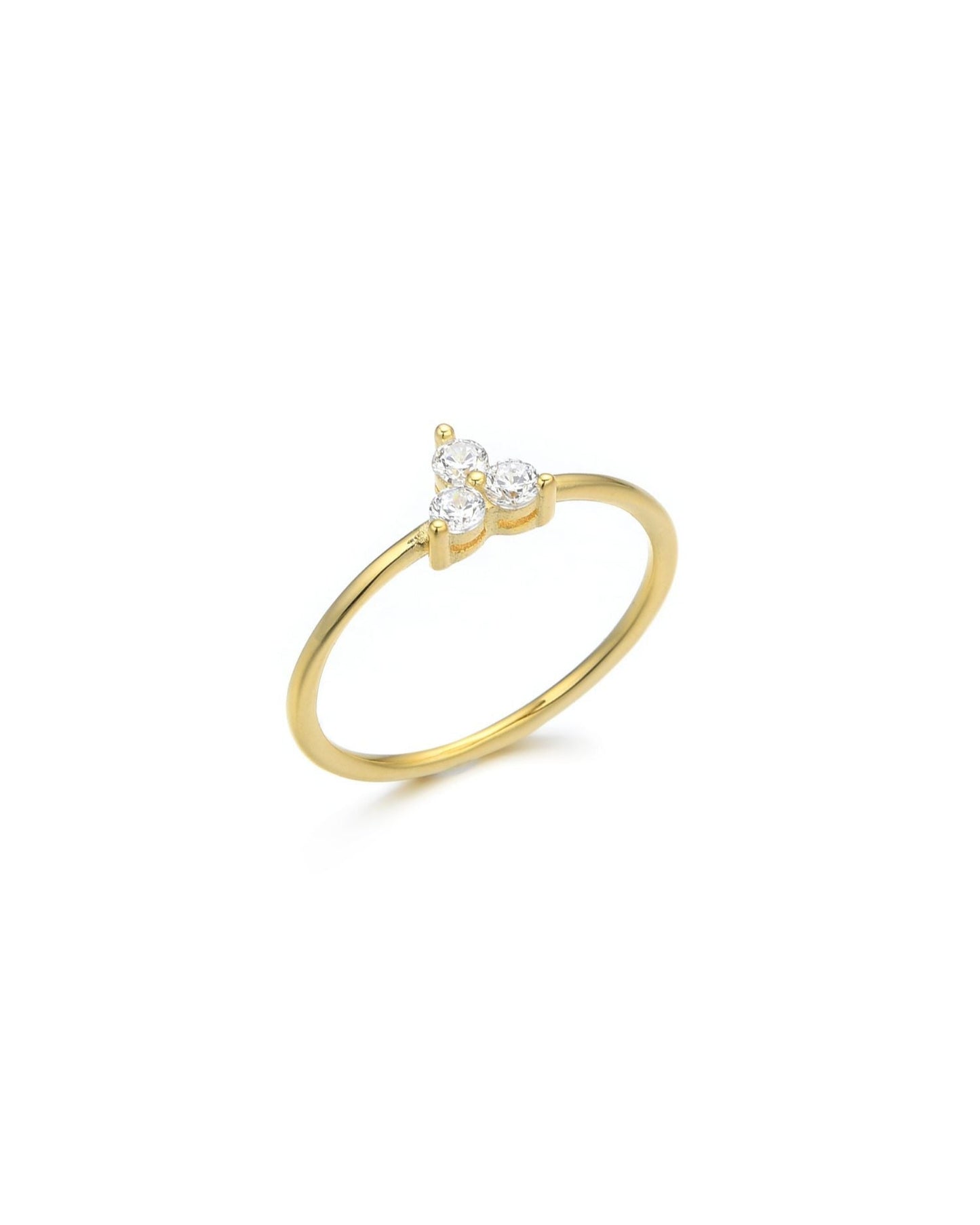 Trio Crystal Minimalist Ring Gold