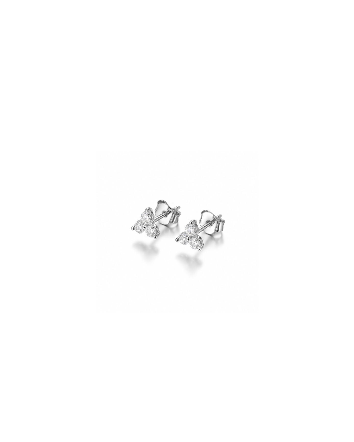 Candella Trio Crystal Stud Earrings Silver