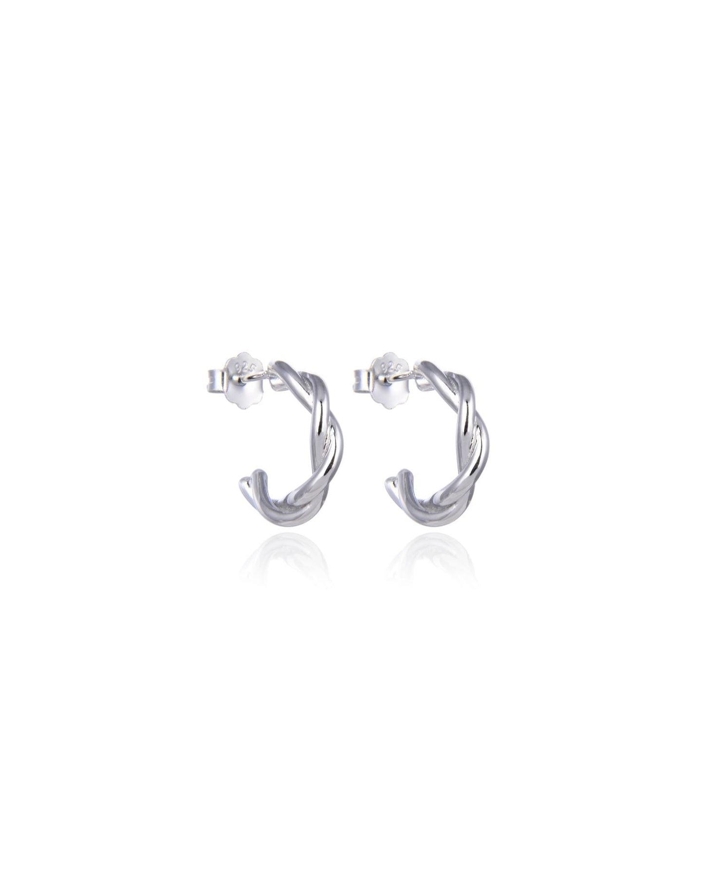 Twisted Half Hoop Earrings Silver