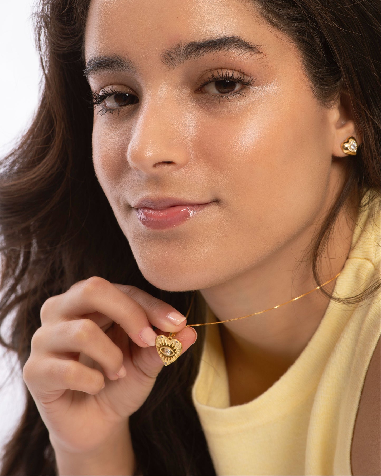 Evil Eye Heart Necklace Gold