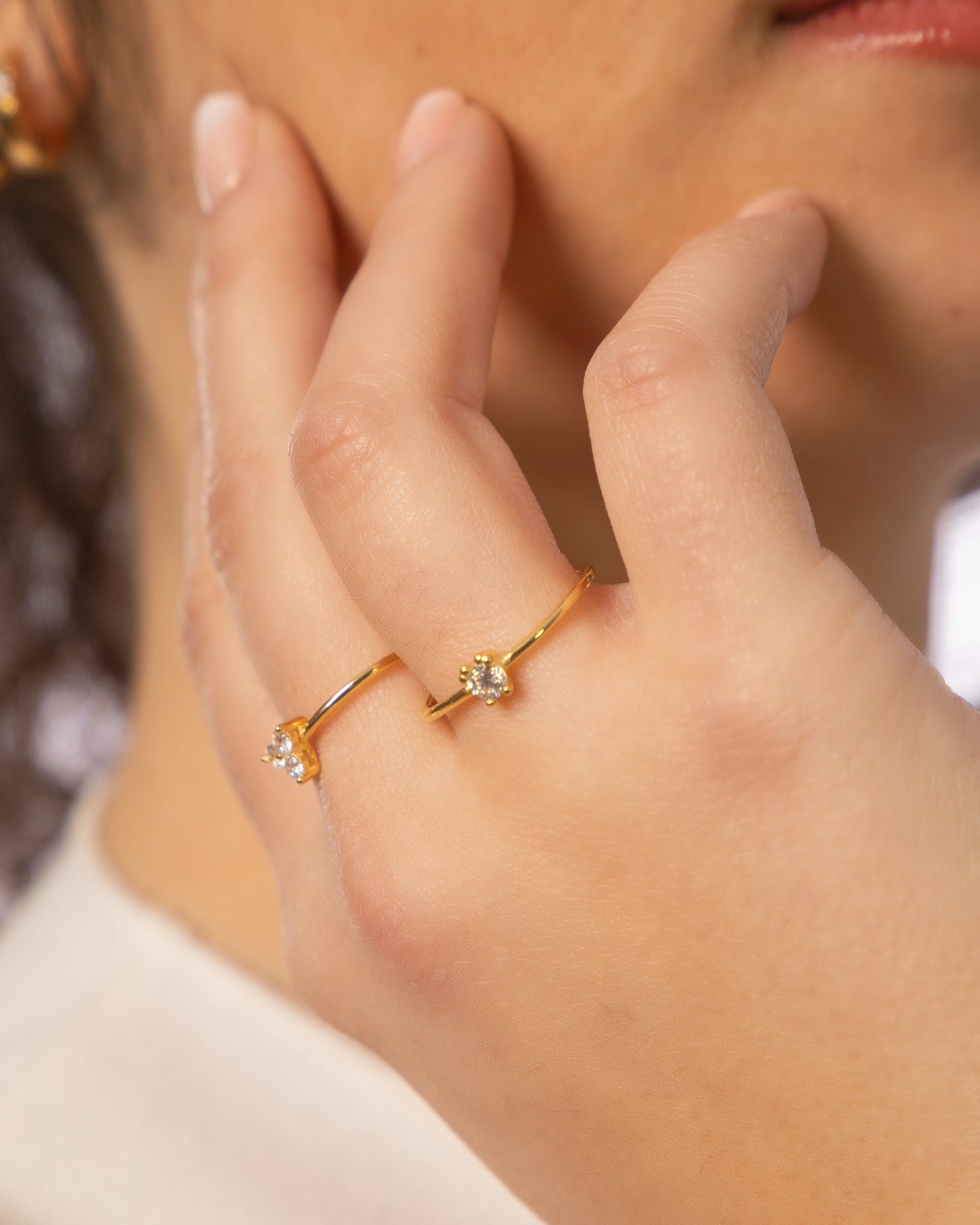 Mini CZ Solitaire Ring Gold
