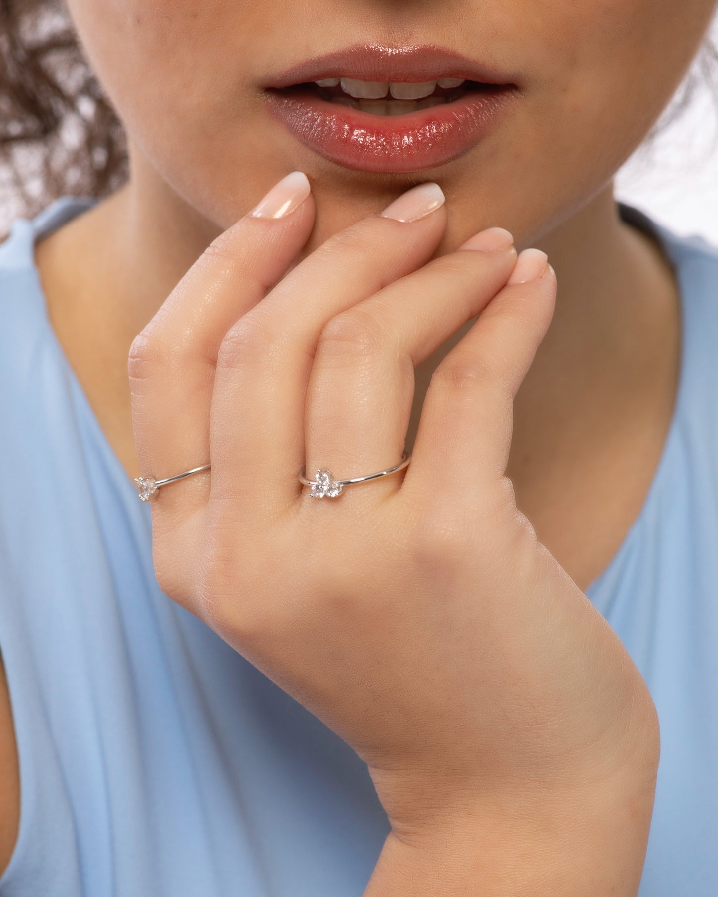 Trio Crystal Minimalist Ring Silver